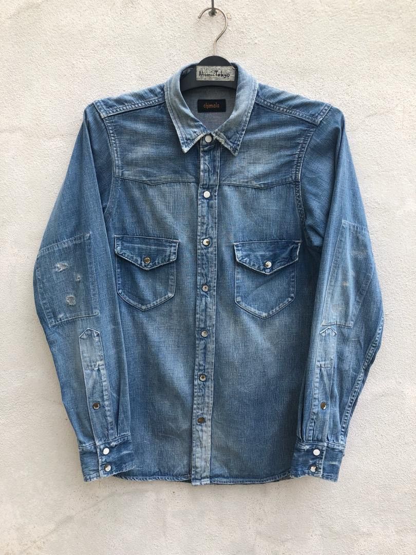 Chimala Rips Distressed Denim Western Shirt Size ONE SIZE - 1 Thumbnail