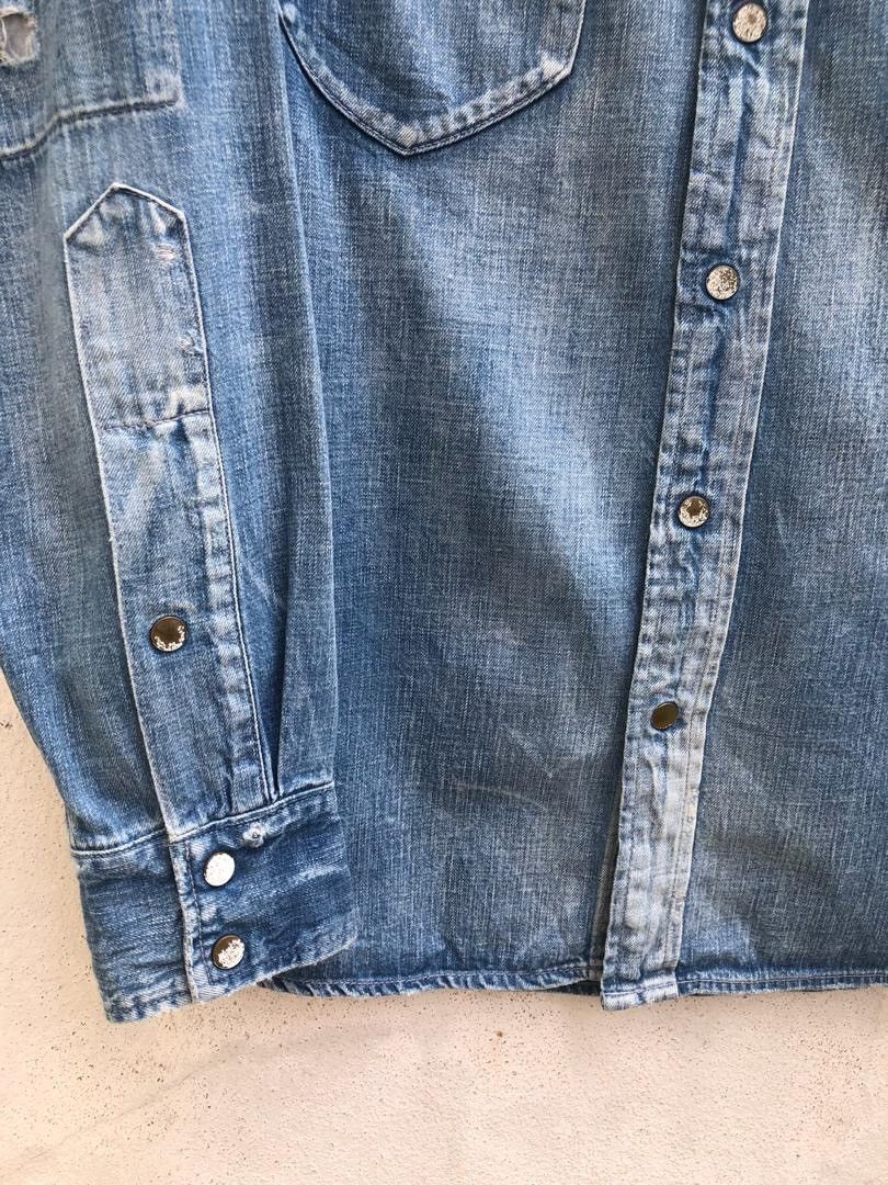 Chimala Rips Distressed Denim Western Shirt Size ONE SIZE - 6 Thumbnail
