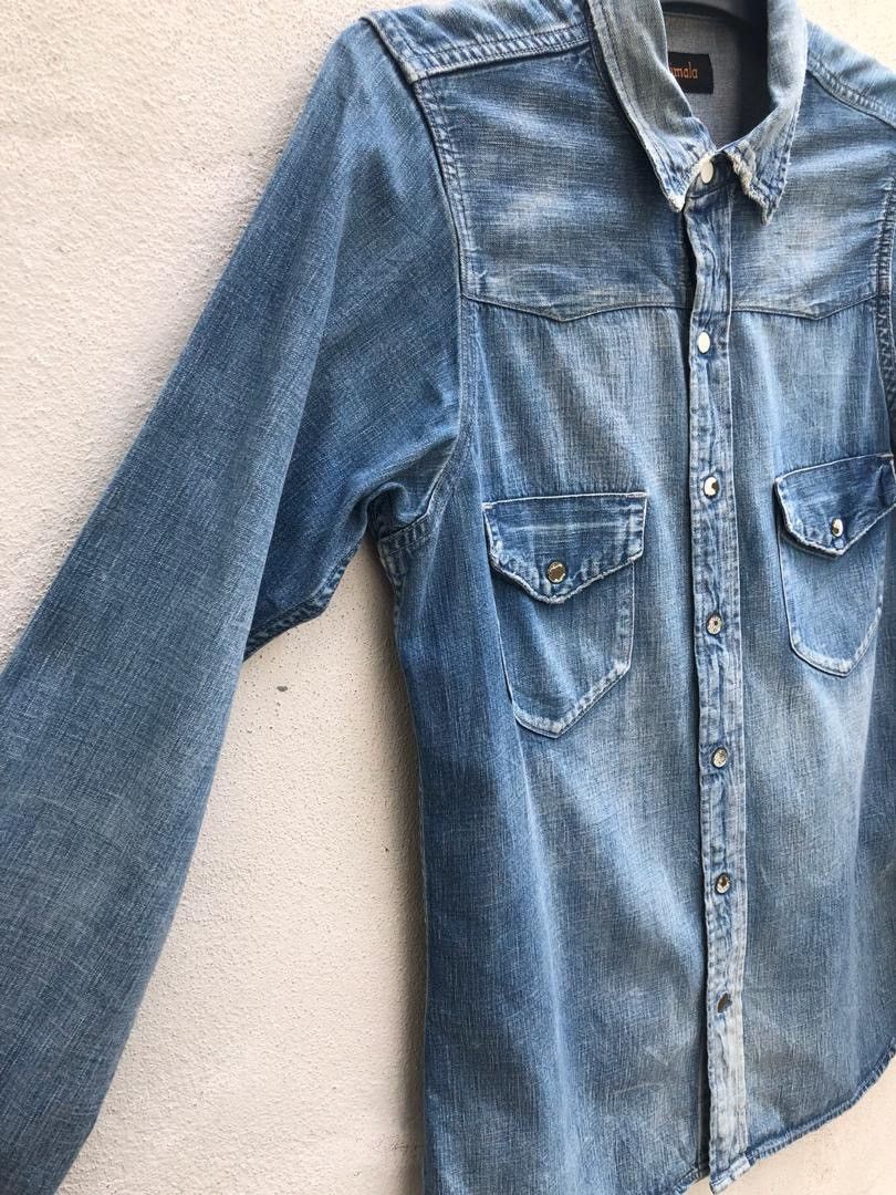 Chimala Rips Distressed Denim Western Shirt Size ONE SIZE - 5 Thumbnail