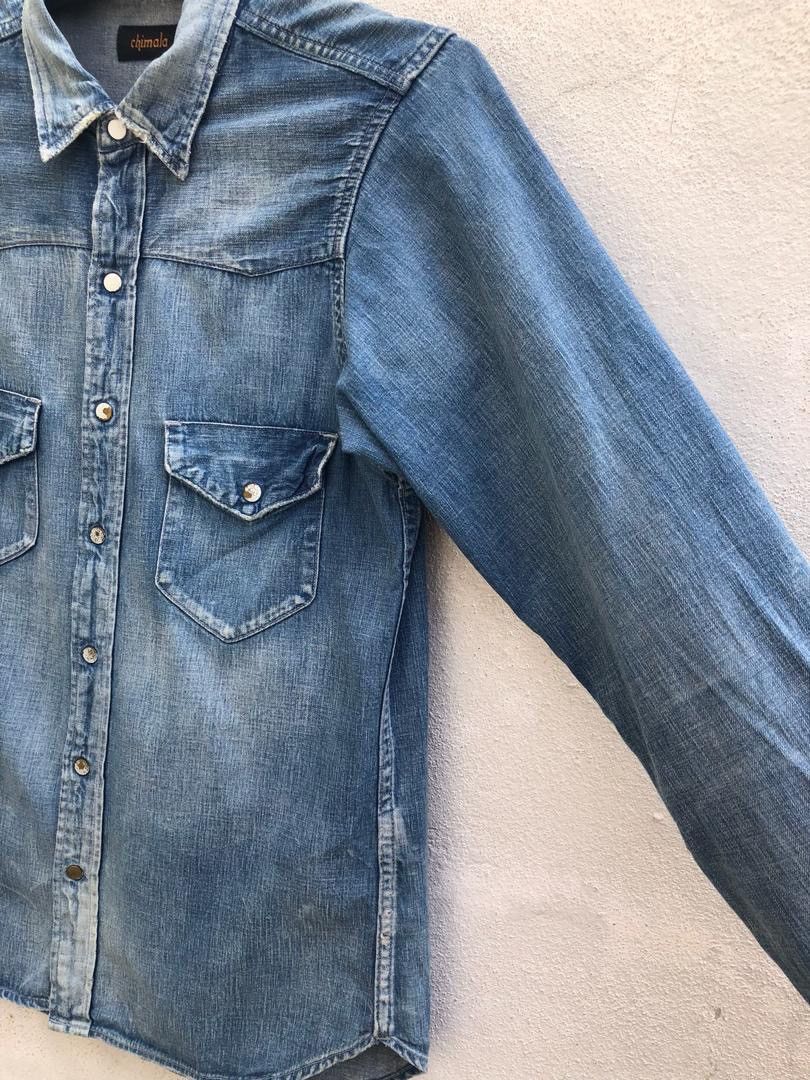 Chimala Rips Distressed Denim Western Shirt Size ONE SIZE - 4 Thumbnail