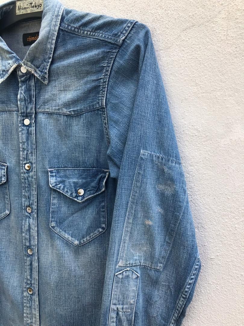 Chimala Rips Distressed Denim Western Shirt Size ONE SIZE - 7 Thumbnail