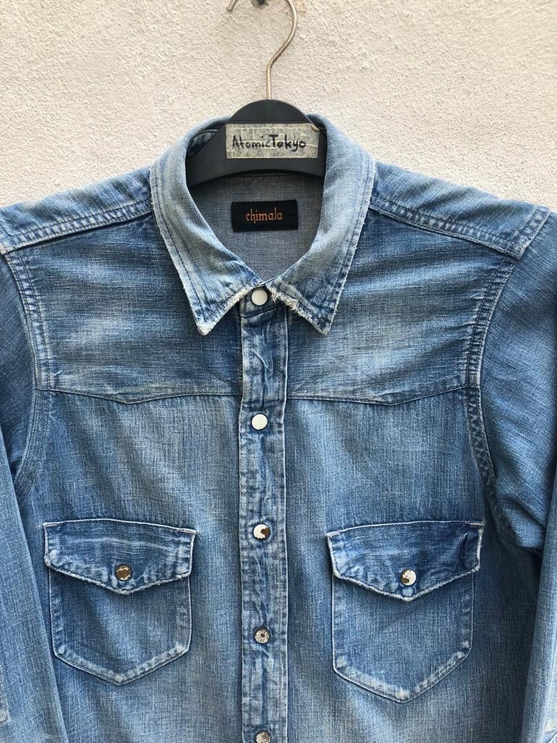 Chimala Rips Distressed Denim Western Shirt Size ONE SIZE - 2 Thumbnail