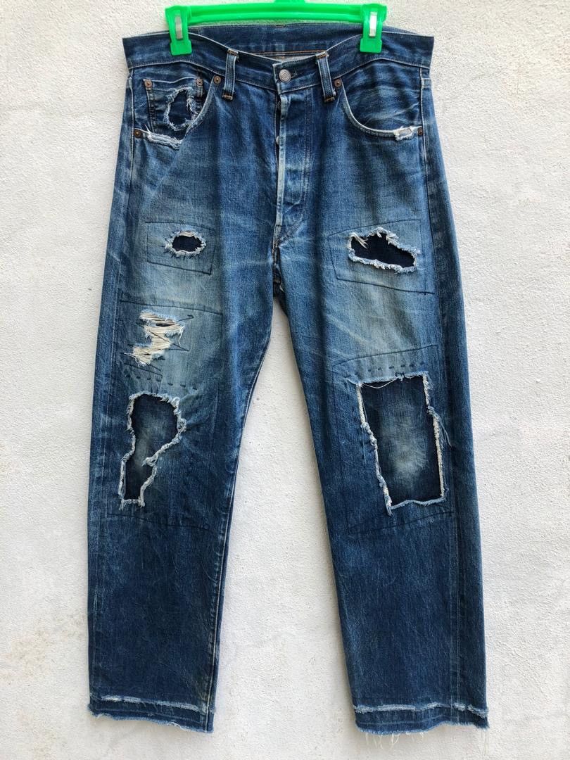 Levi's Vintage Clothing LVC Levi’s Big 501XX E #555 Patchwork Damaged Rips Size US 32 / EU 48 - 1 Thumbnail