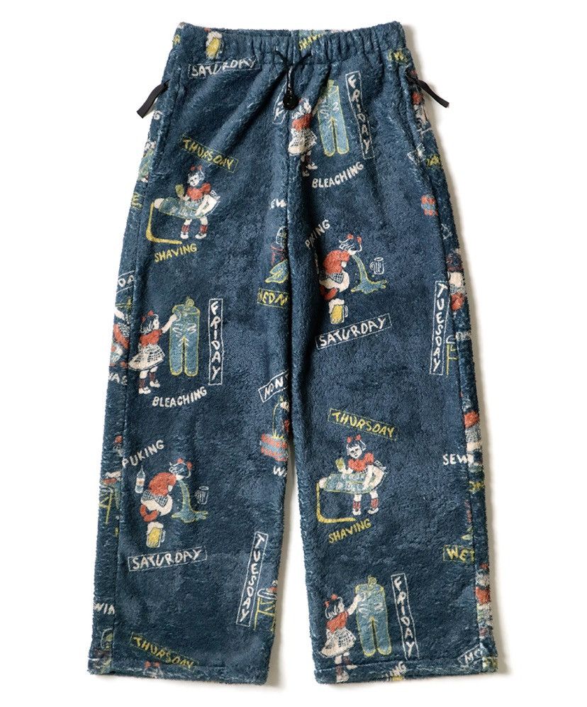 image of Kapital Country Calendar Fleece Pants in Navy, Men's (Size 30)