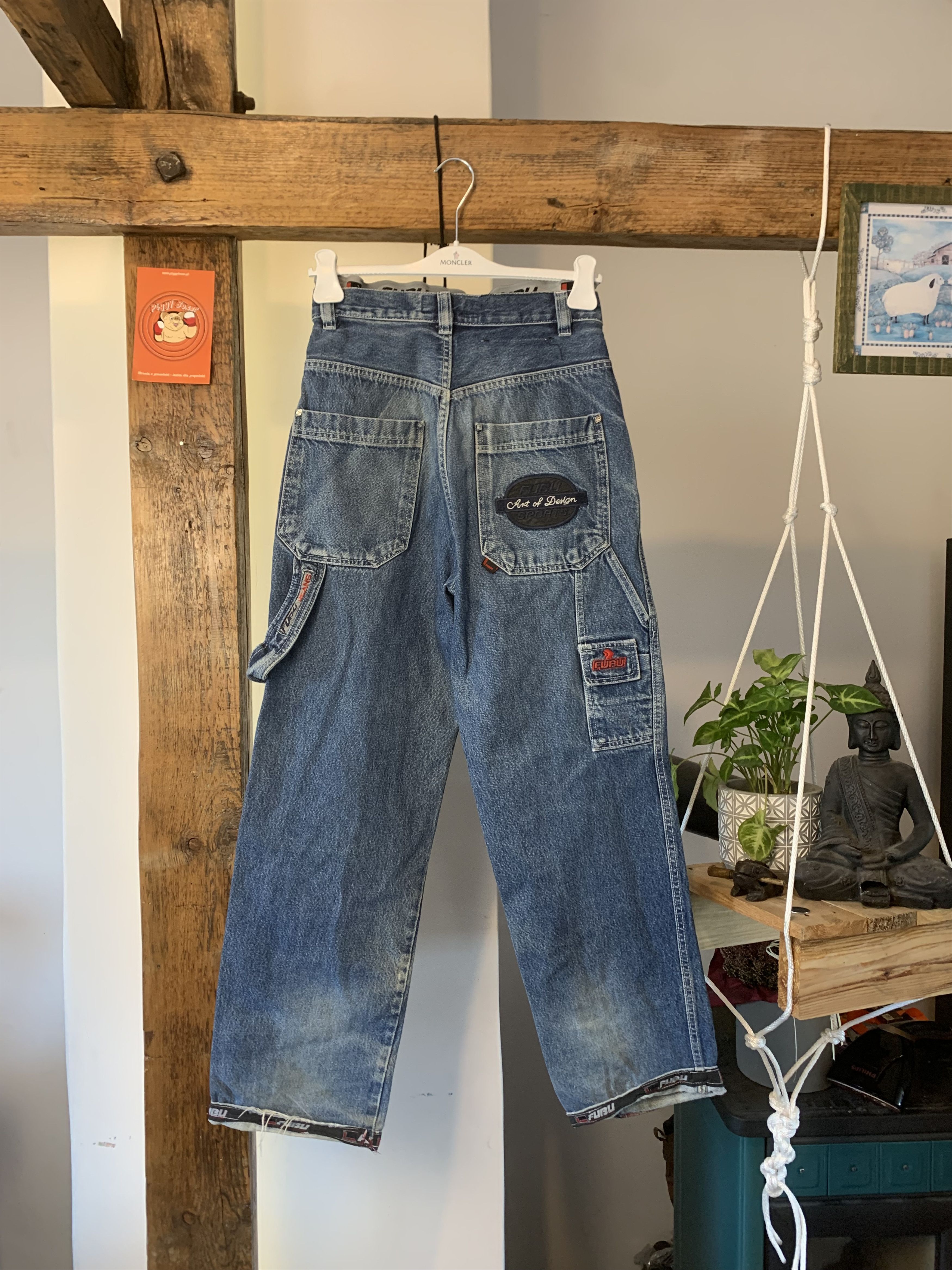 image of 90's Fubu Baggy Denim Work Jeans in Washed Denim, Women's (Size 28)