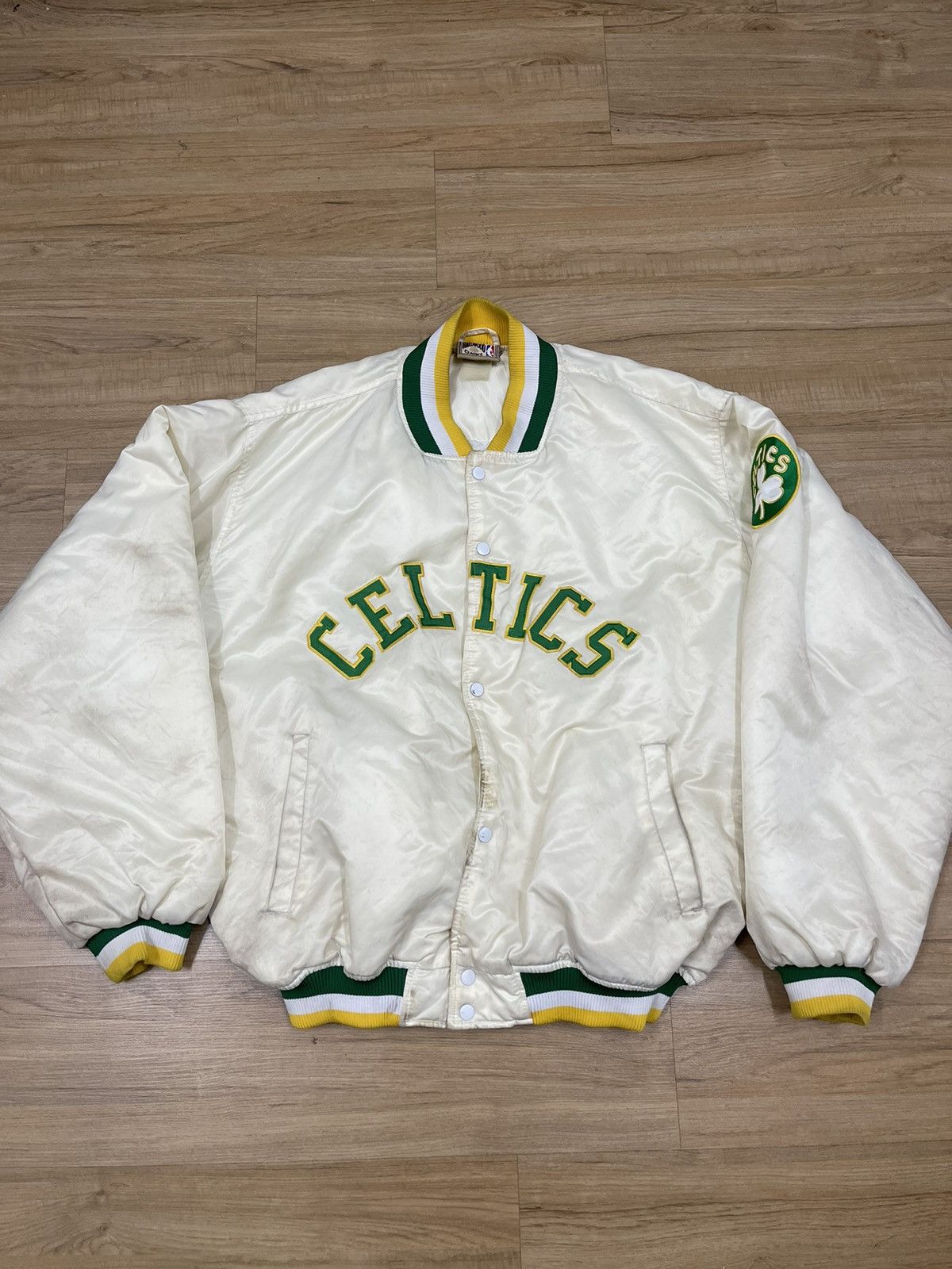 Majestic Vintage Bomber Baseball Jacket Boston Celtics Nba Usa 