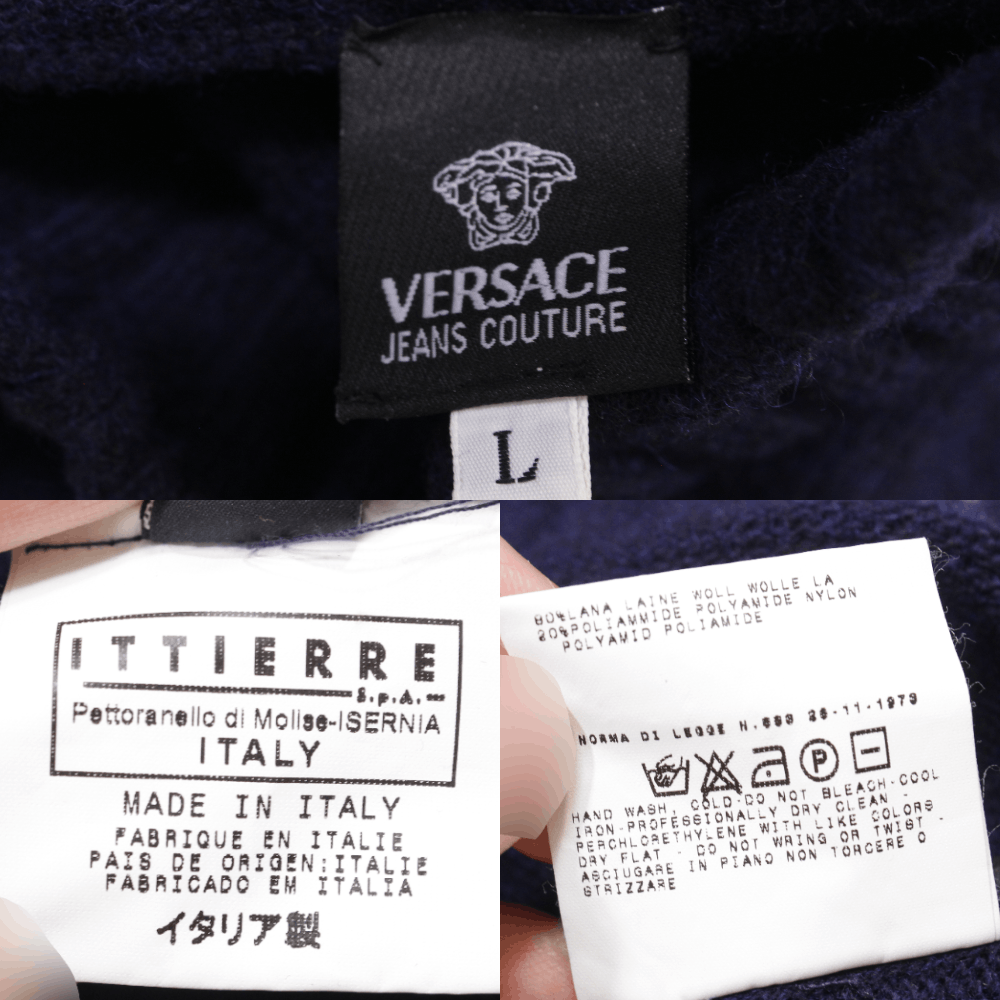 Versace 00S Embroidered Application Logo Wool Ribbed Knit Vintage Size US L / EU 52-54 / 3 - 8 Thumbnail
