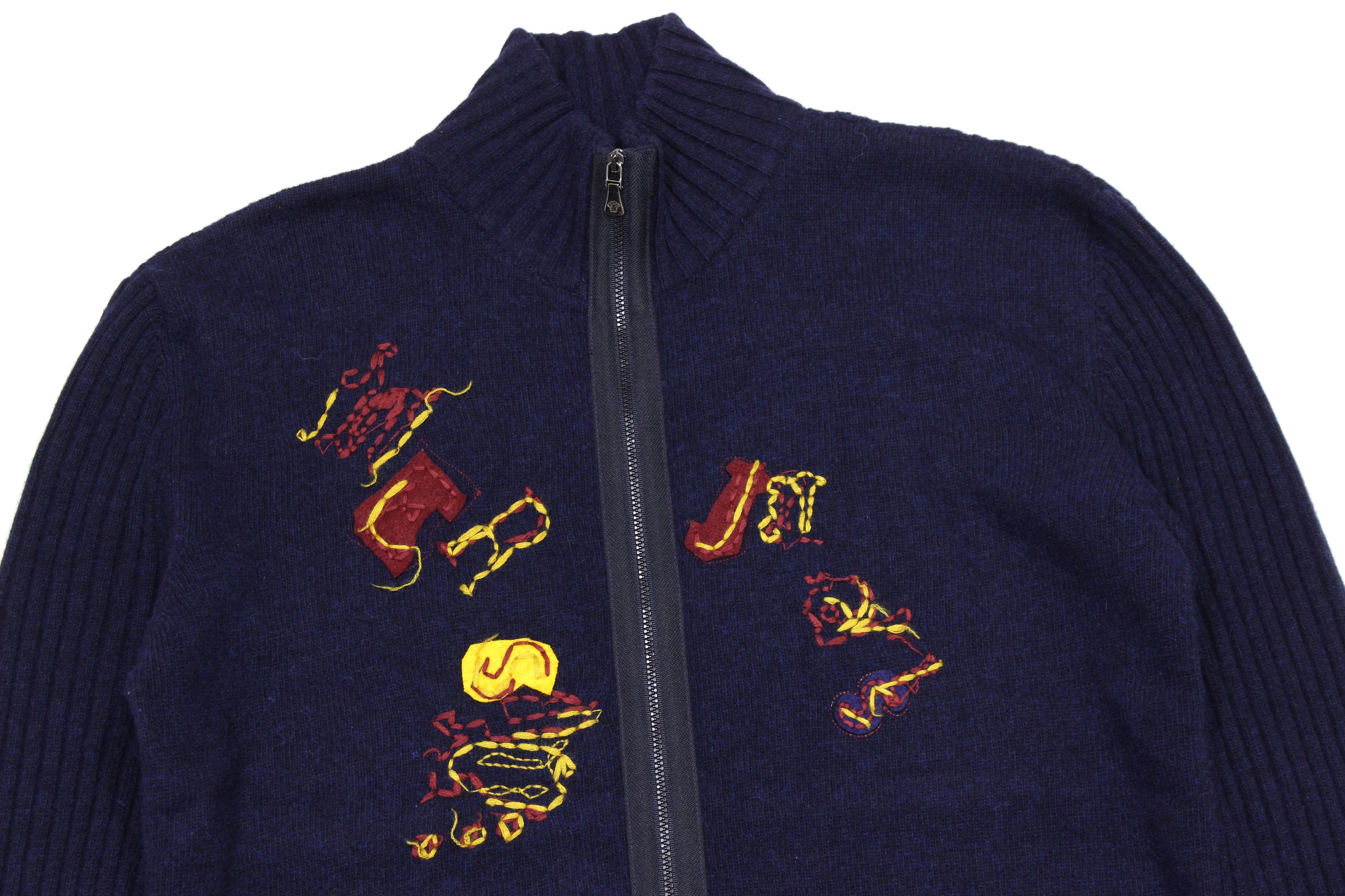 Versace 00S Embroidered Application Logo Wool Ribbed Knit Vintage Size US L / EU 52-54 / 3 - 3 Thumbnail