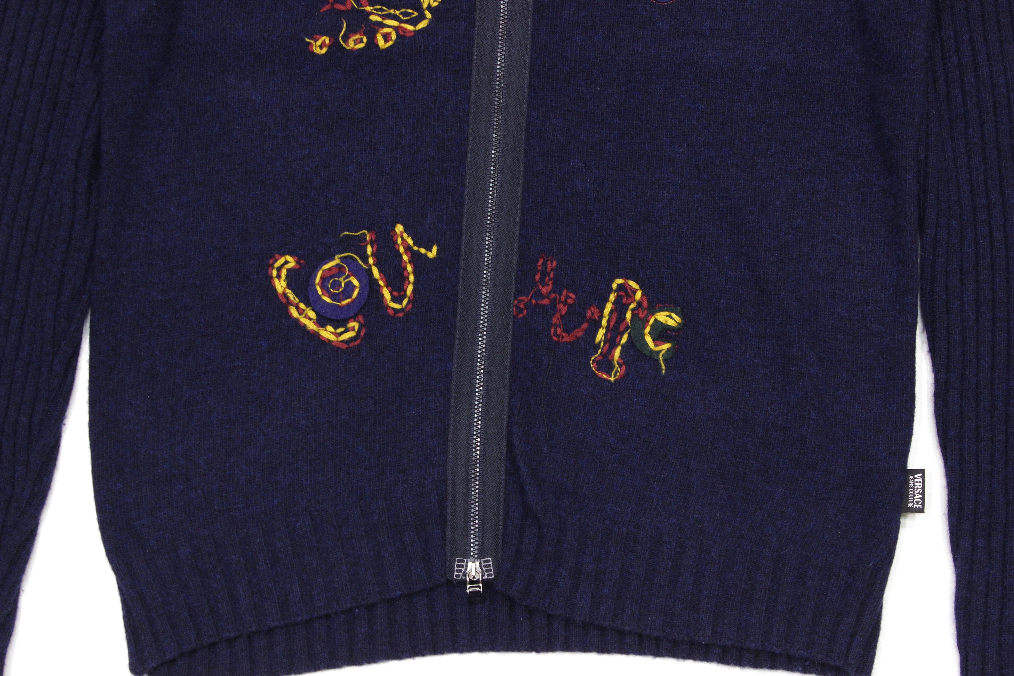 Versace 00S Embroidered Application Logo Wool Ribbed Knit Vintage Size US L / EU 52-54 / 3 - 4 Thumbnail