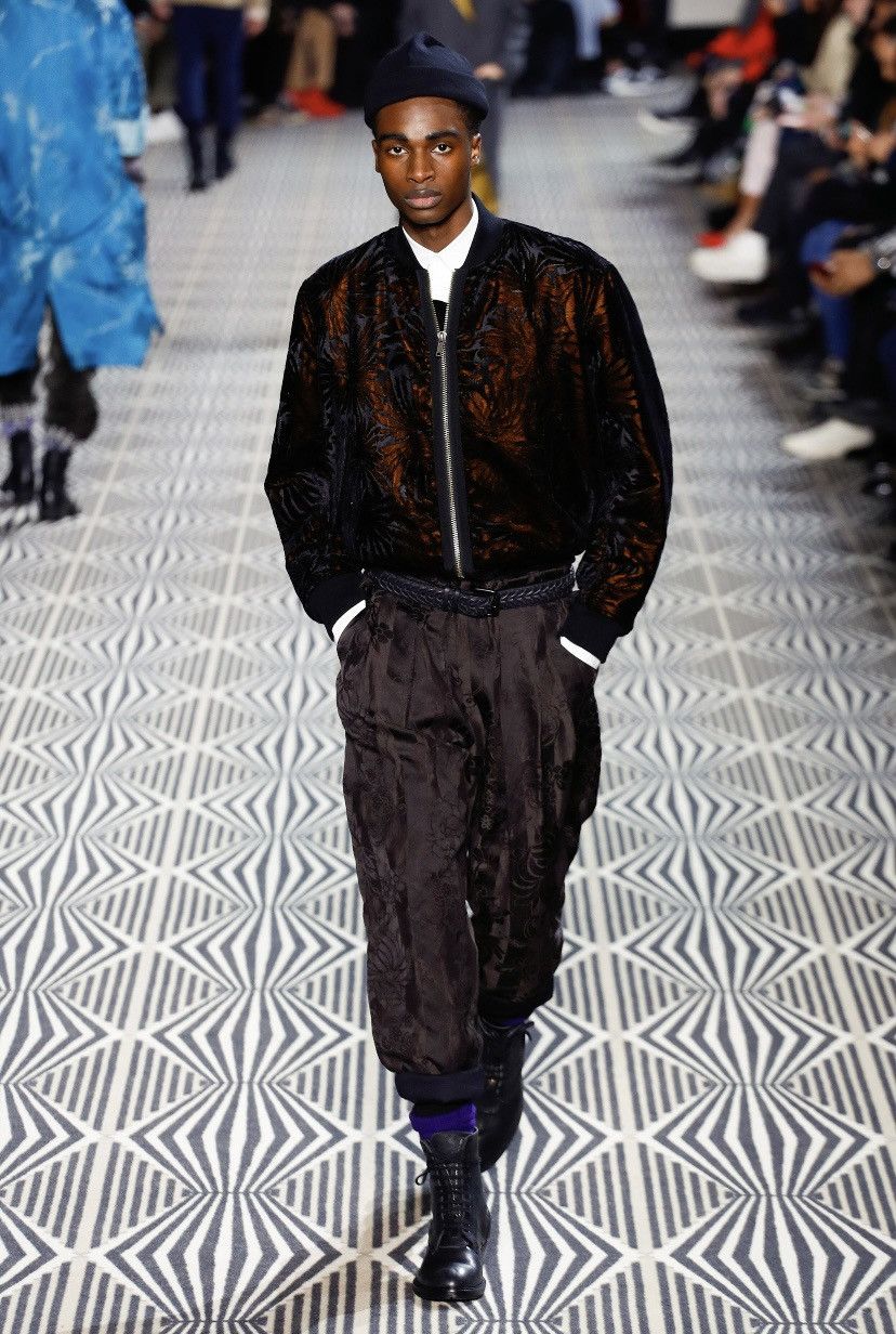 image of Haider Ackermann Fall 18 Runway Brown Floral Jacquard Pants Size Xs, Men's