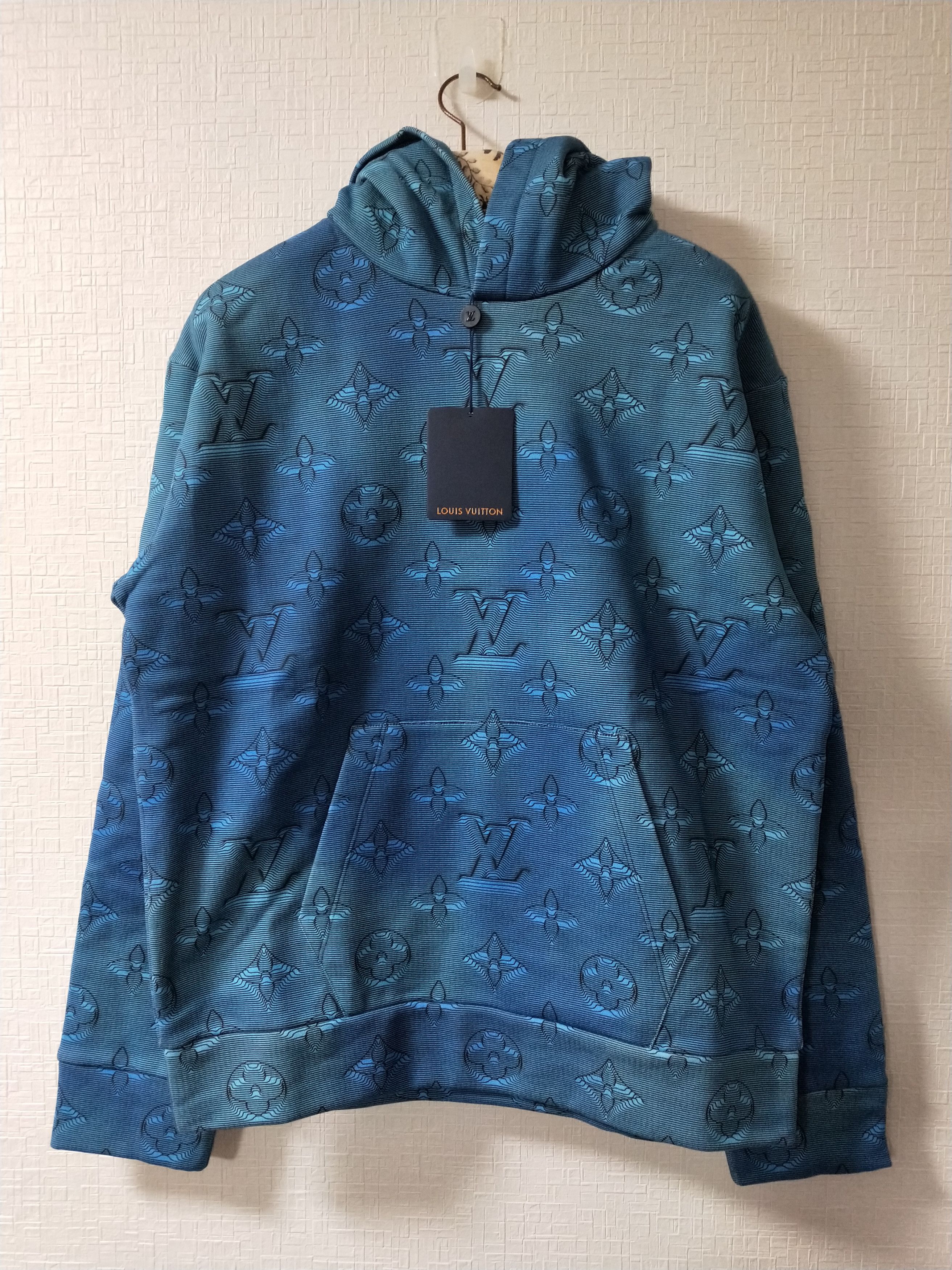 image of Louis Vuitton '2054' 3D Monogram Hoodie in Blue, Men's (Size Large)