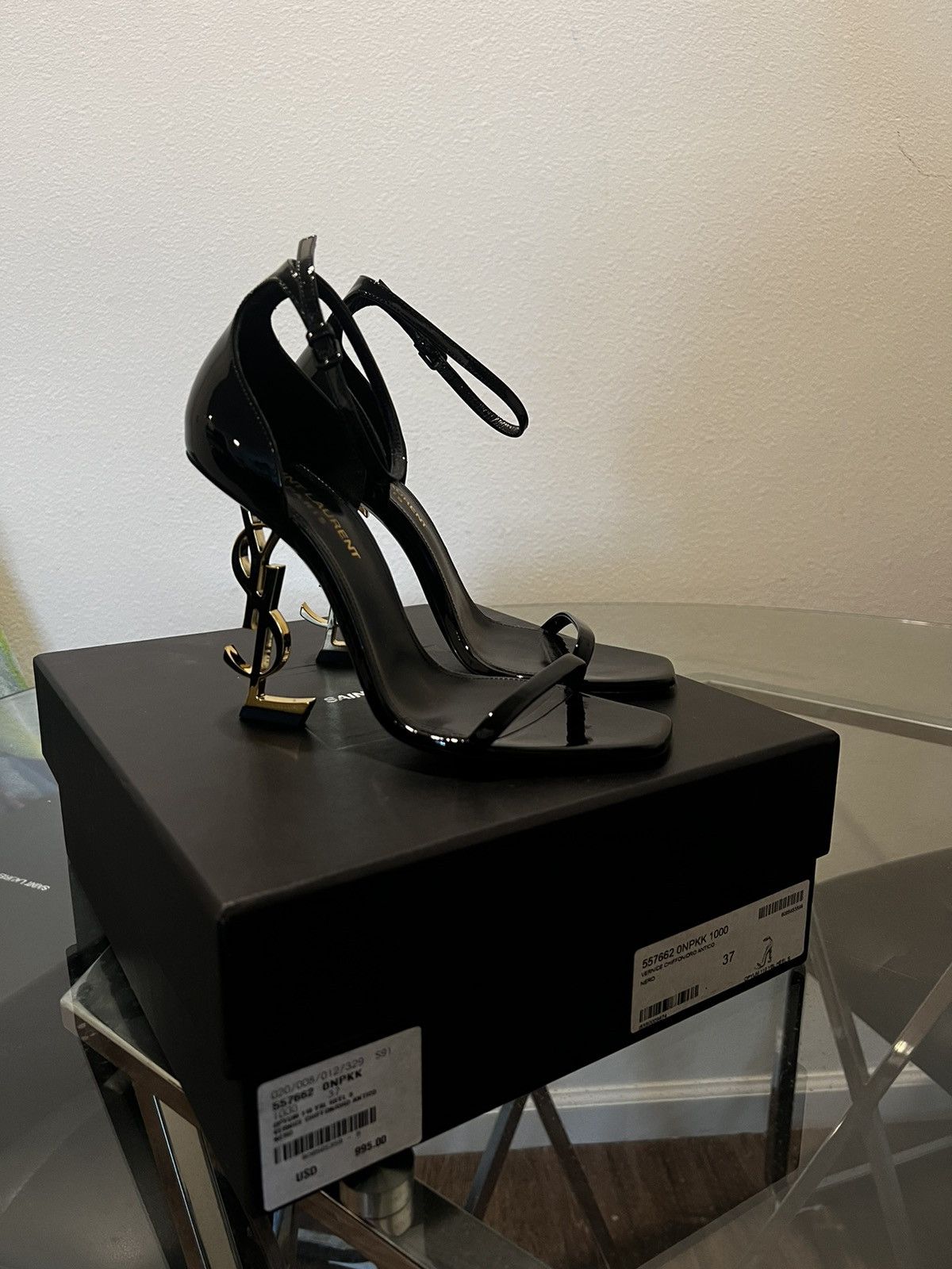 Yves Saint Laurent Black and Gold YSL Heels Grailed