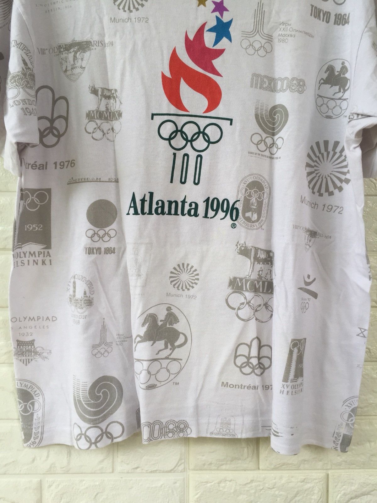 USA Olympics × Vintage VINTAGE OLYMPIC ATLANTA USA 96s ALLOVERPRINT TSHIRT Size US L / EU 52-54 / 3 - 3 Thumbnail