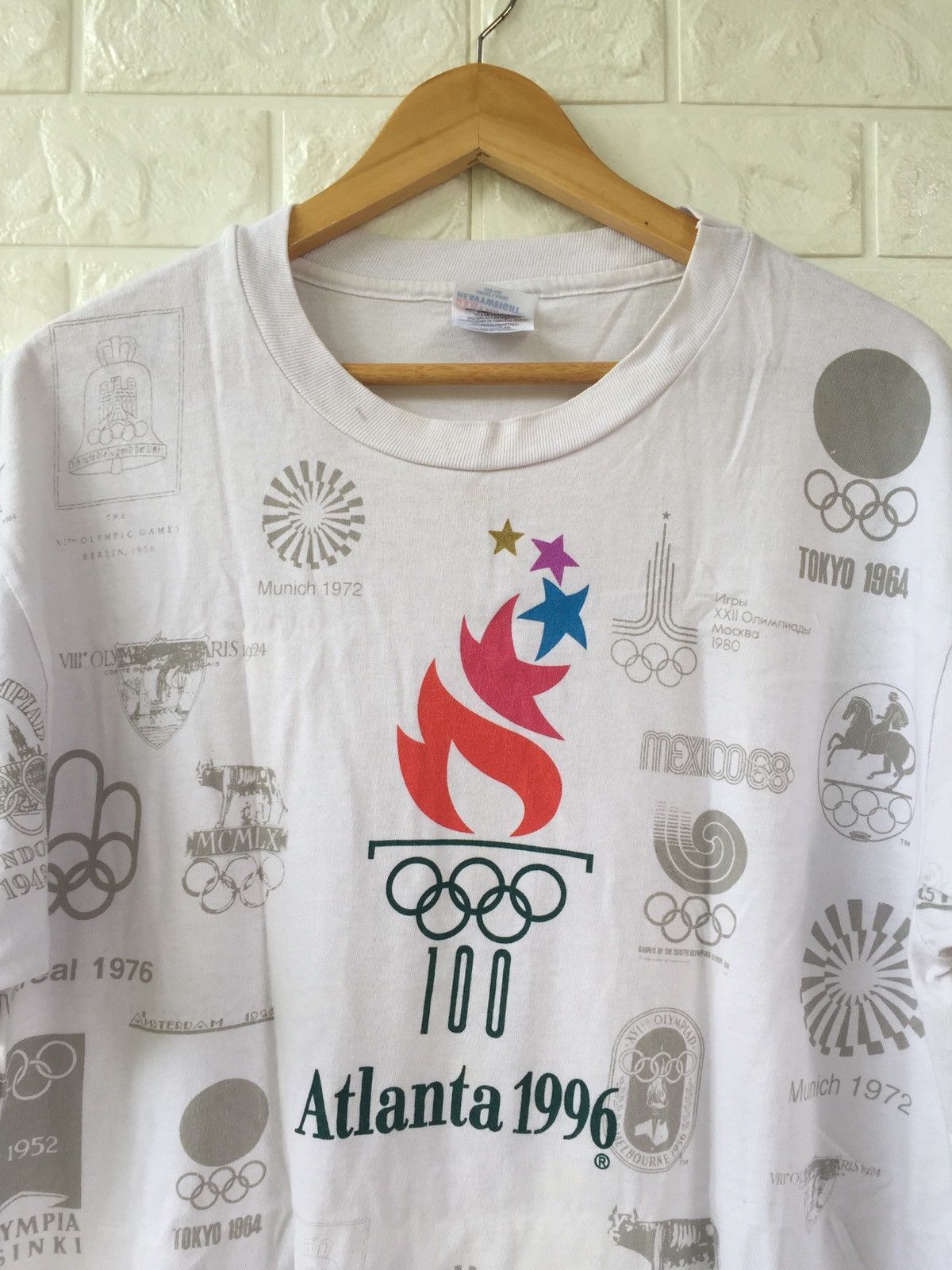 USA Olympics × Vintage VINTAGE OLYMPIC ATLANTA USA 96s ALLOVERPRINT TSHIRT Size US L / EU 52-54 / 3 - 2 Thumbnail