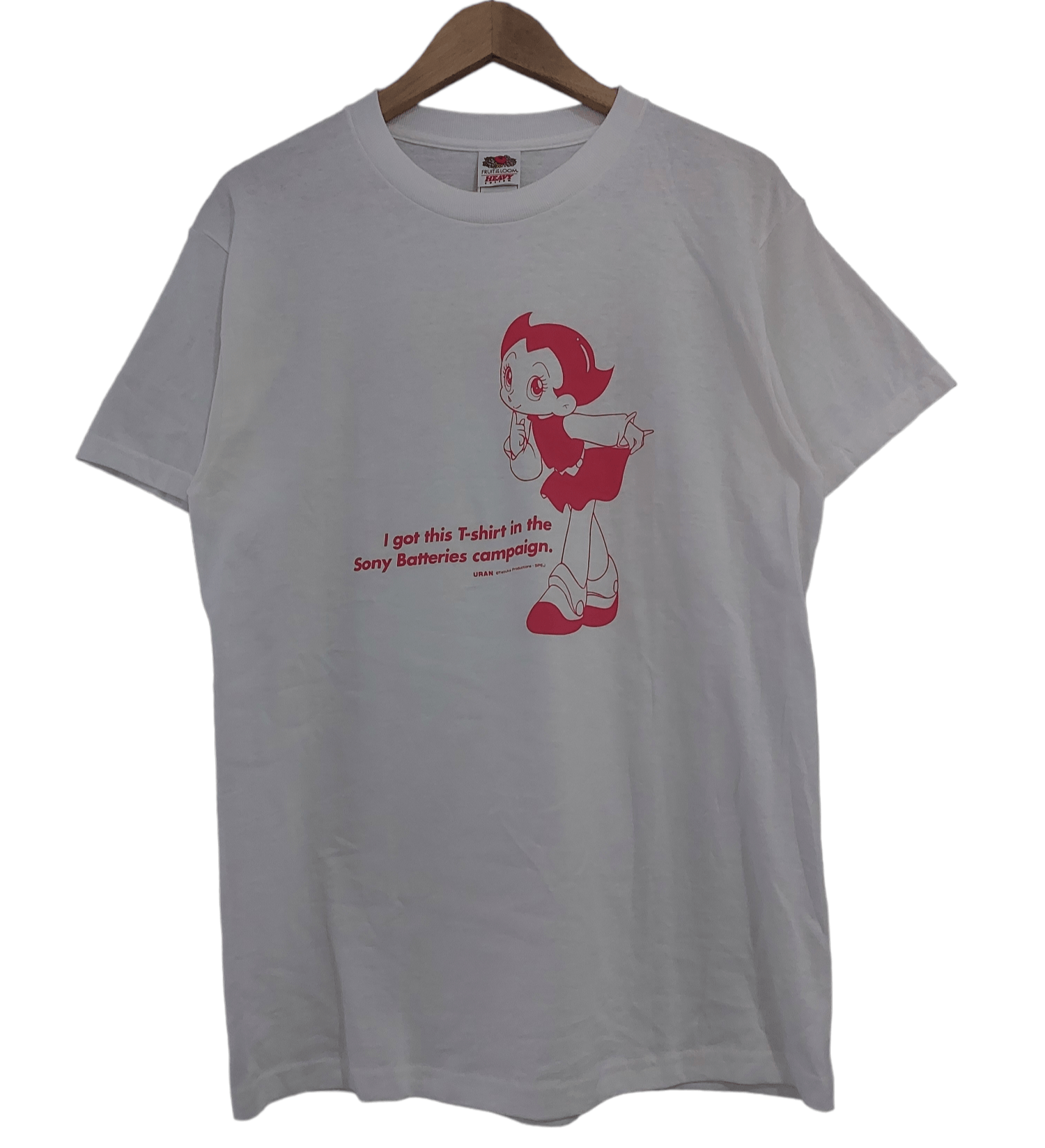 image of Anima x Fruit Of The Loom Vintage Astro Boy Anime Uran X Sony Batteries Promo Tee in White (Size Me