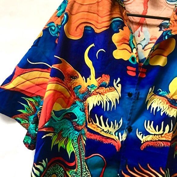 Other Hawaiian Dragon Cotton Dress Shirt Mens 2XL Vibrant Gift Man Size US XXL / EU 58 / 5 - 3 Thumbnail