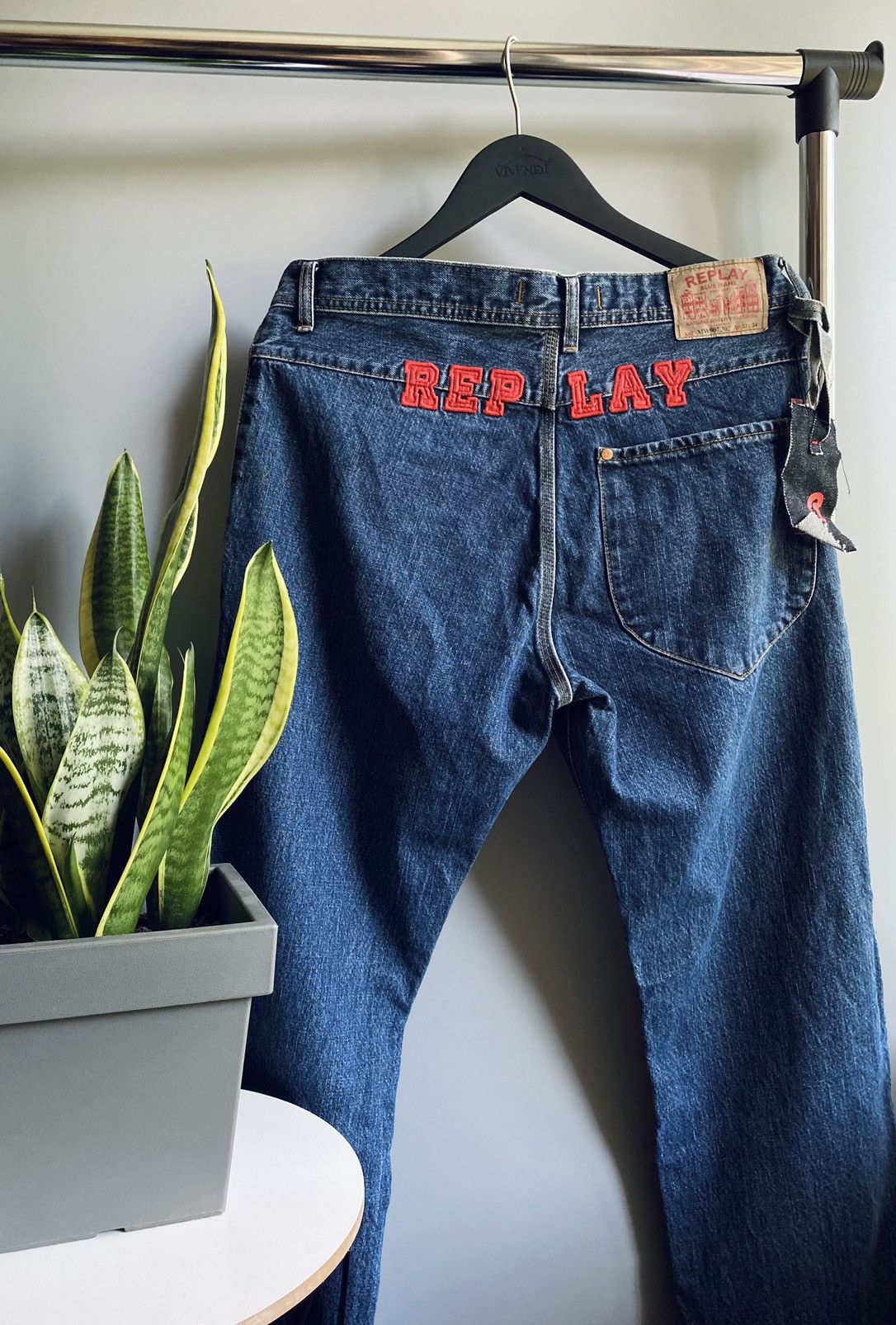 Japanese Brand × Replay Replay Jeramy Jeans Big logo Blue Pants Embroidered Men’s Size US 33 - 9 Thumbnail