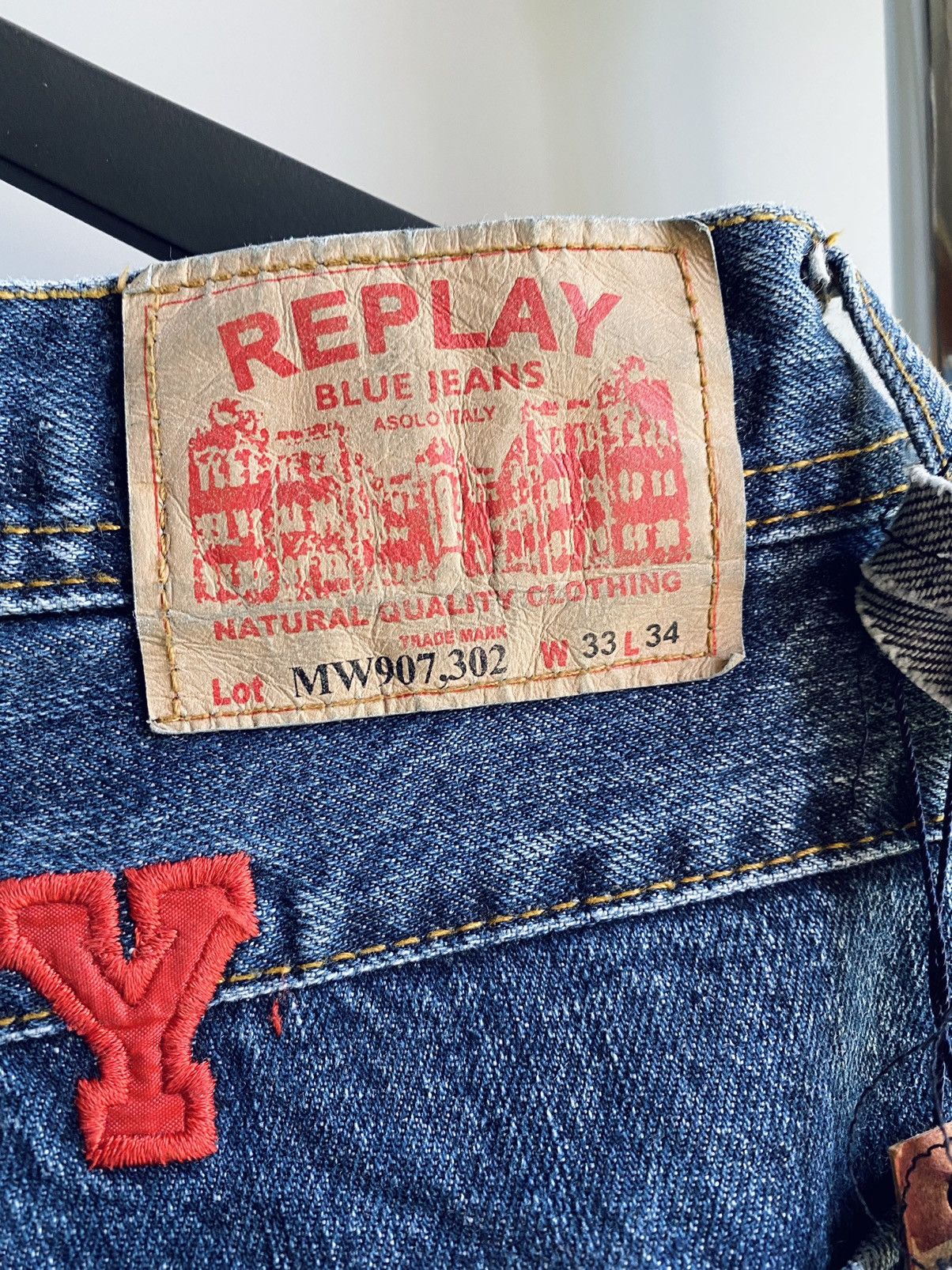 Japanese Brand × Replay Replay Jeramy Jeans Big logo Blue Pants Embroidered Men’s Size US 33 - 5 Thumbnail