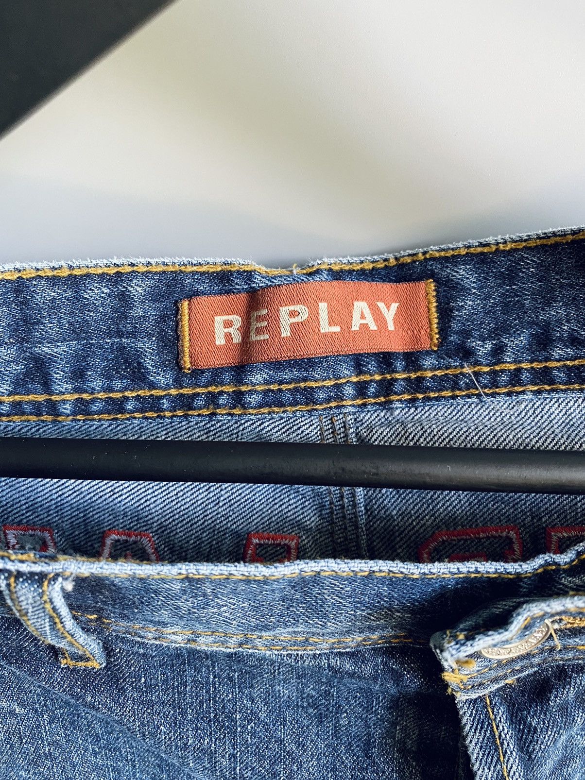 Japanese Brand × Replay Replay Jeramy Jeans Big logo Blue Pants Embroidered Men’s Size US 33 - 10 Thumbnail