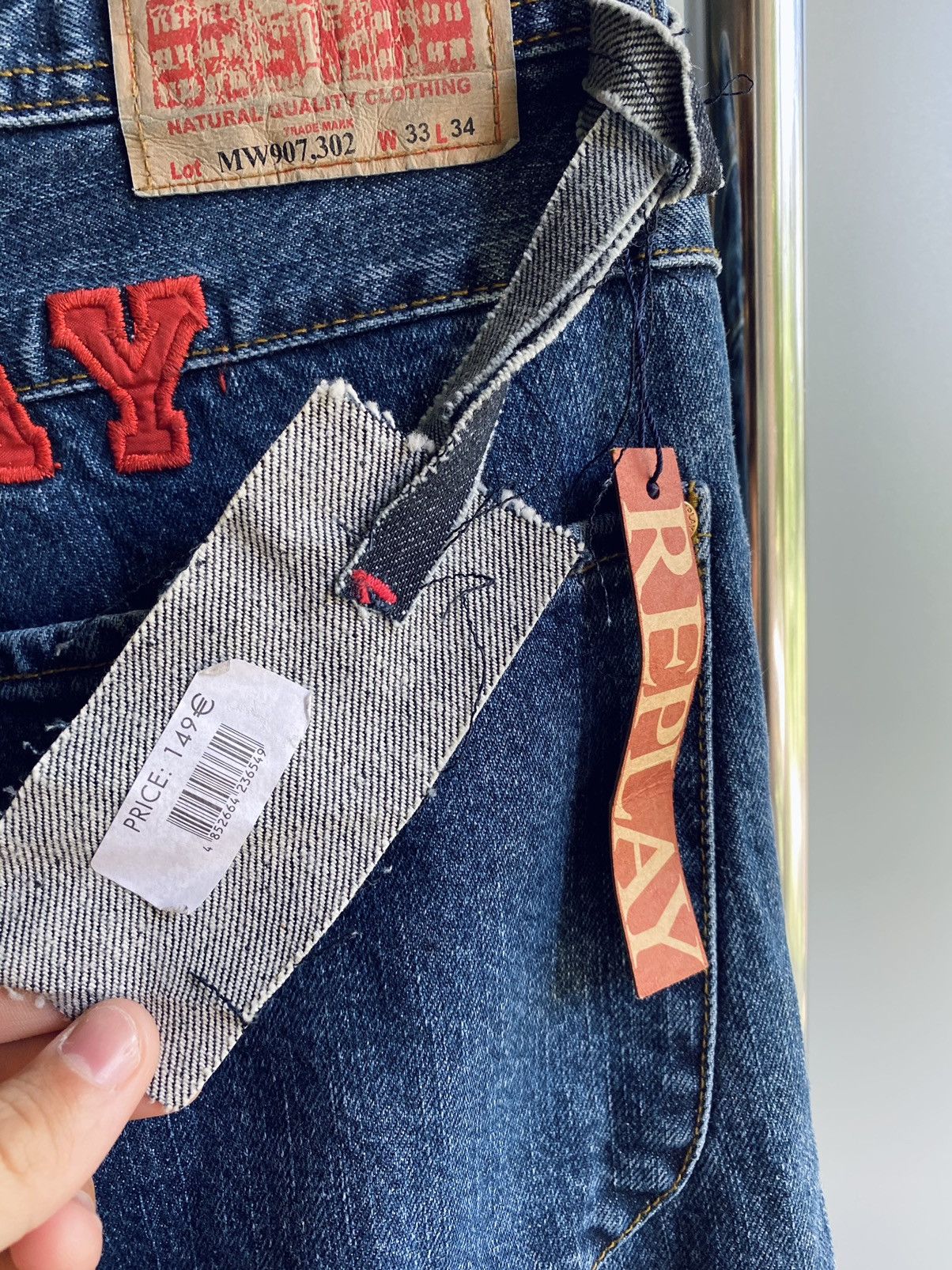 Japanese Brand × Replay Replay Jeramy Jeans Big logo Blue Pants Embroidered Men’s Size US 33 - 7 Thumbnail