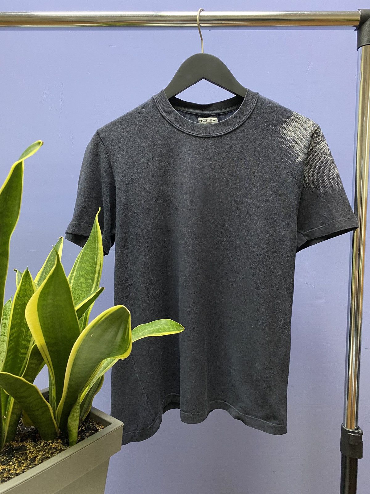 image of Stone Island Shoulder Logo T Shirt in Blue, Men's (Size Medium)