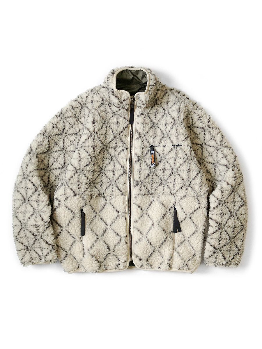 image of Kapital Sachiko Dogi Pattern Boa Fleece Reversible Jacket in White, Men's (Size XL)