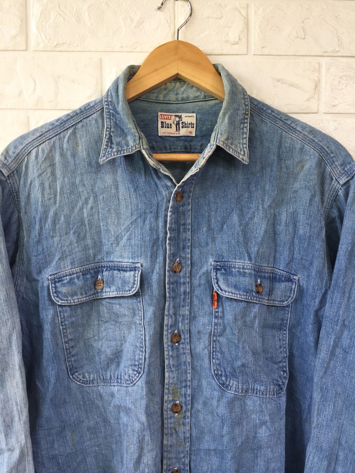 Levi's × Levi's Vintage Clothing × Vintage VINTAGE 80s LEVIS SADDLEMAN ORANGE TAG BUTTON UPS SHIRT Size US M / EU 48-50 / 2 - 2 Thumbnail