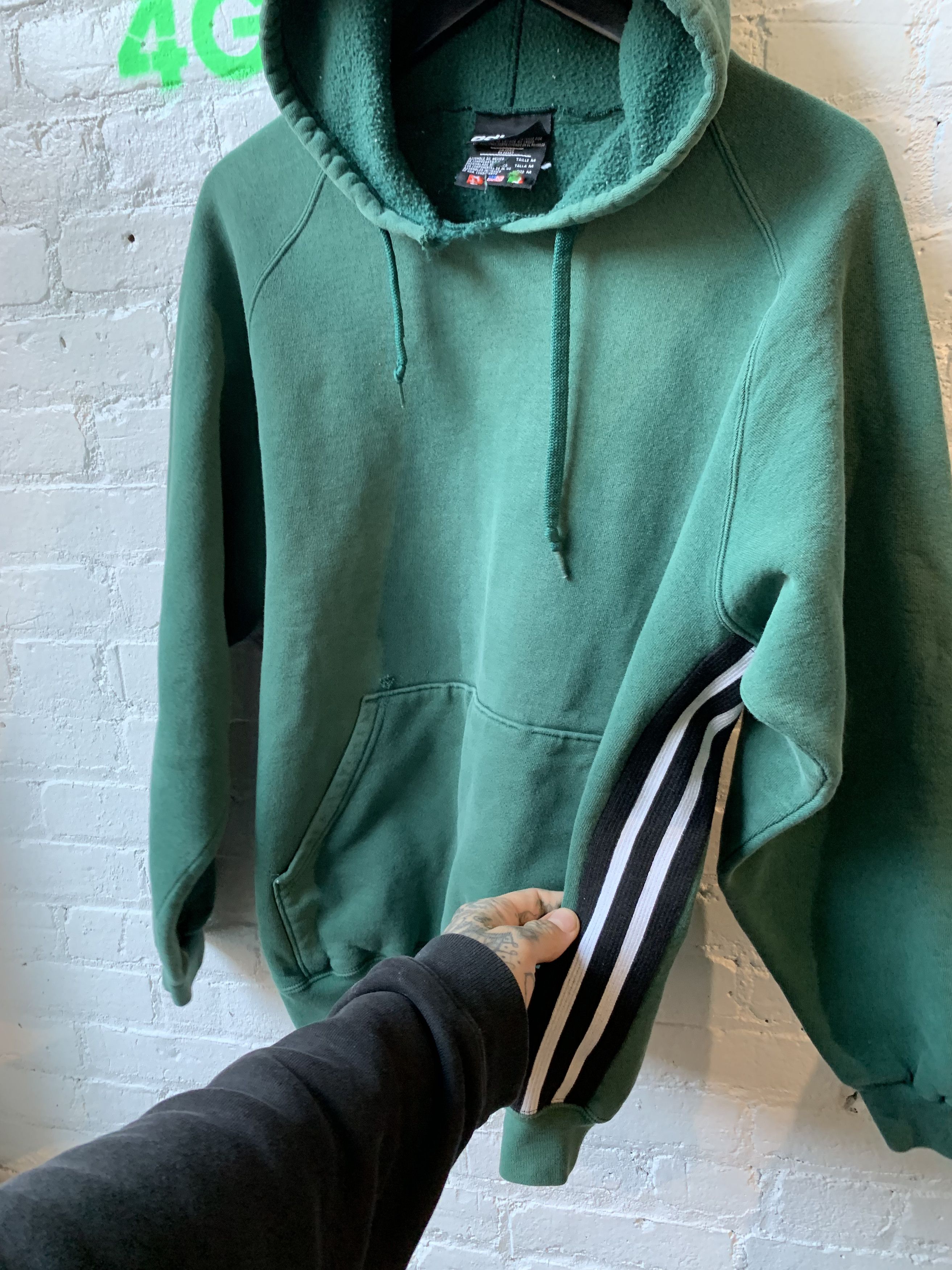Adidas Adidas x Vintage Side Stripe Green Blank hoodie Sz M Size US M / EU 48-50 / 2 - 5 Thumbnail