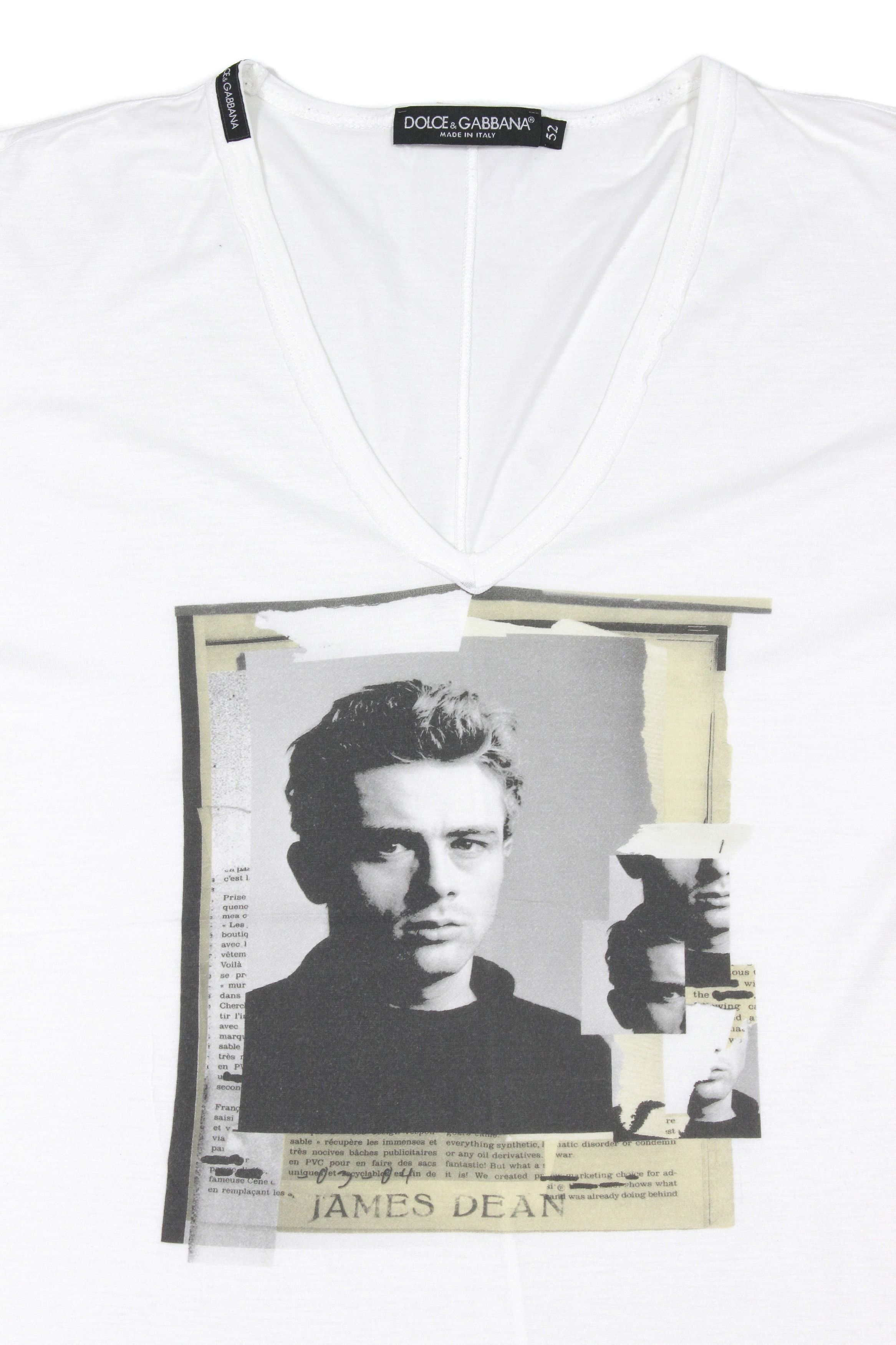 Dolce & Gabbana James Dean Print V Neck T-Shirt Size US L / EU 52-54 / 3 - 3 Thumbnail