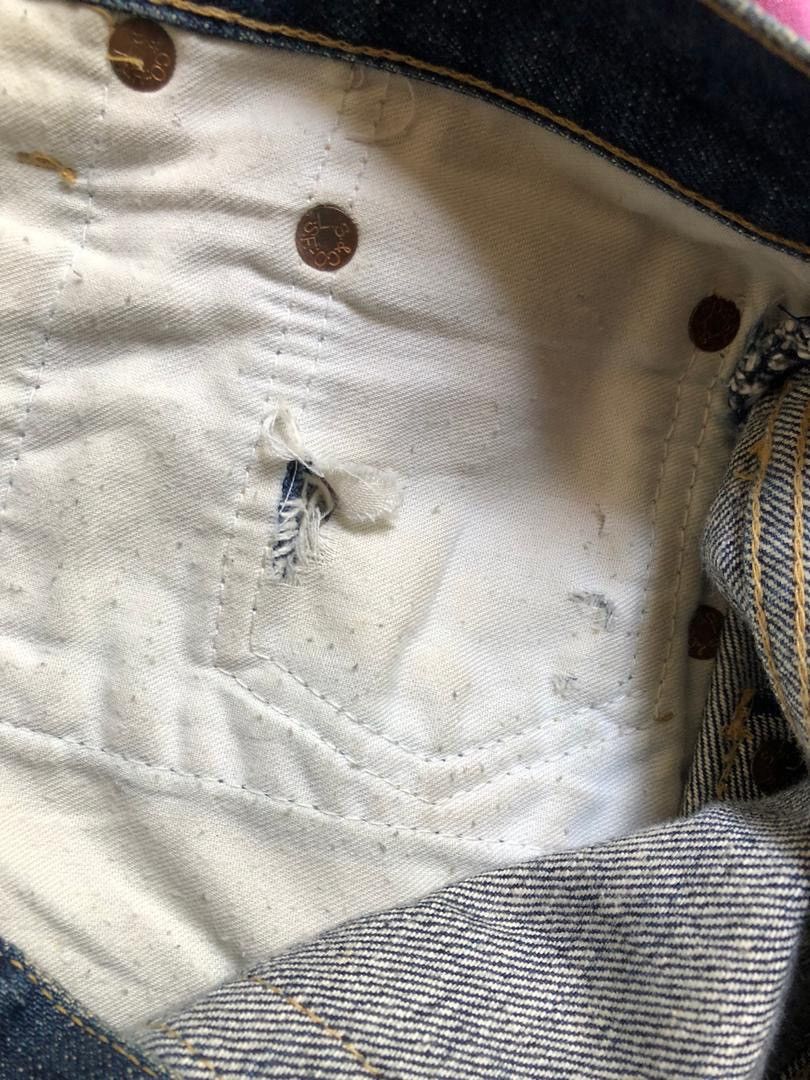 Japanese Brand × Levi's Trashed Vintage LVC Japan Levi’s E Rips Selvedge Denim Jeans Size US 30 / EU 46 - 16 Thumbnail