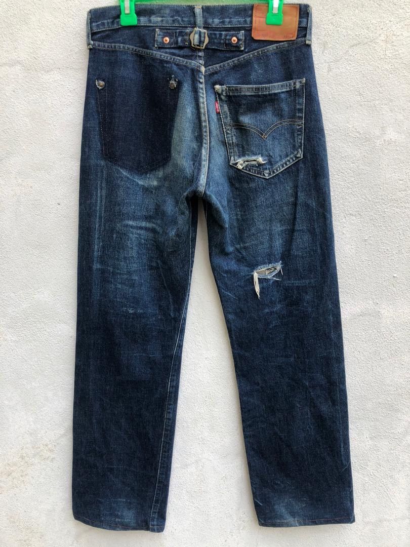 Japanese Brand × Levi's Trashed Vintage LVC Japan Levi’s E Rips Selvedge Denim Jeans Size US 30 / EU 46 - 11 Thumbnail