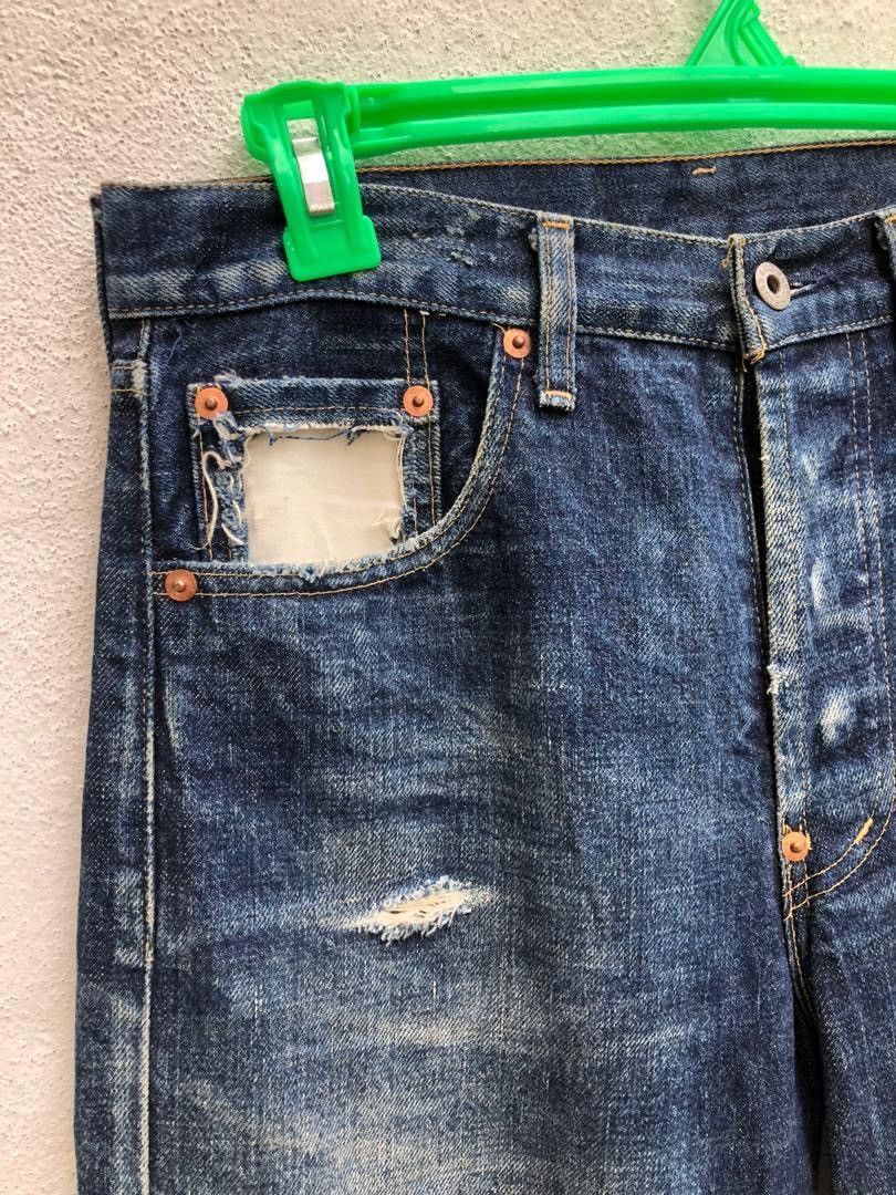 Japanese Brand × Levi's Trashed Vintage LVC Japan Levi’s E Rips Selvedge Denim Jeans Size US 30 / EU 46 - 3 Thumbnail