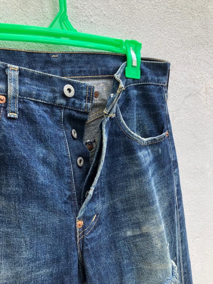 Japanese Brand × Levi's Trashed Vintage LVC Japan Levi’s E Rips Selvedge Denim Jeans Size US 30 / EU 46 - 4 Thumbnail