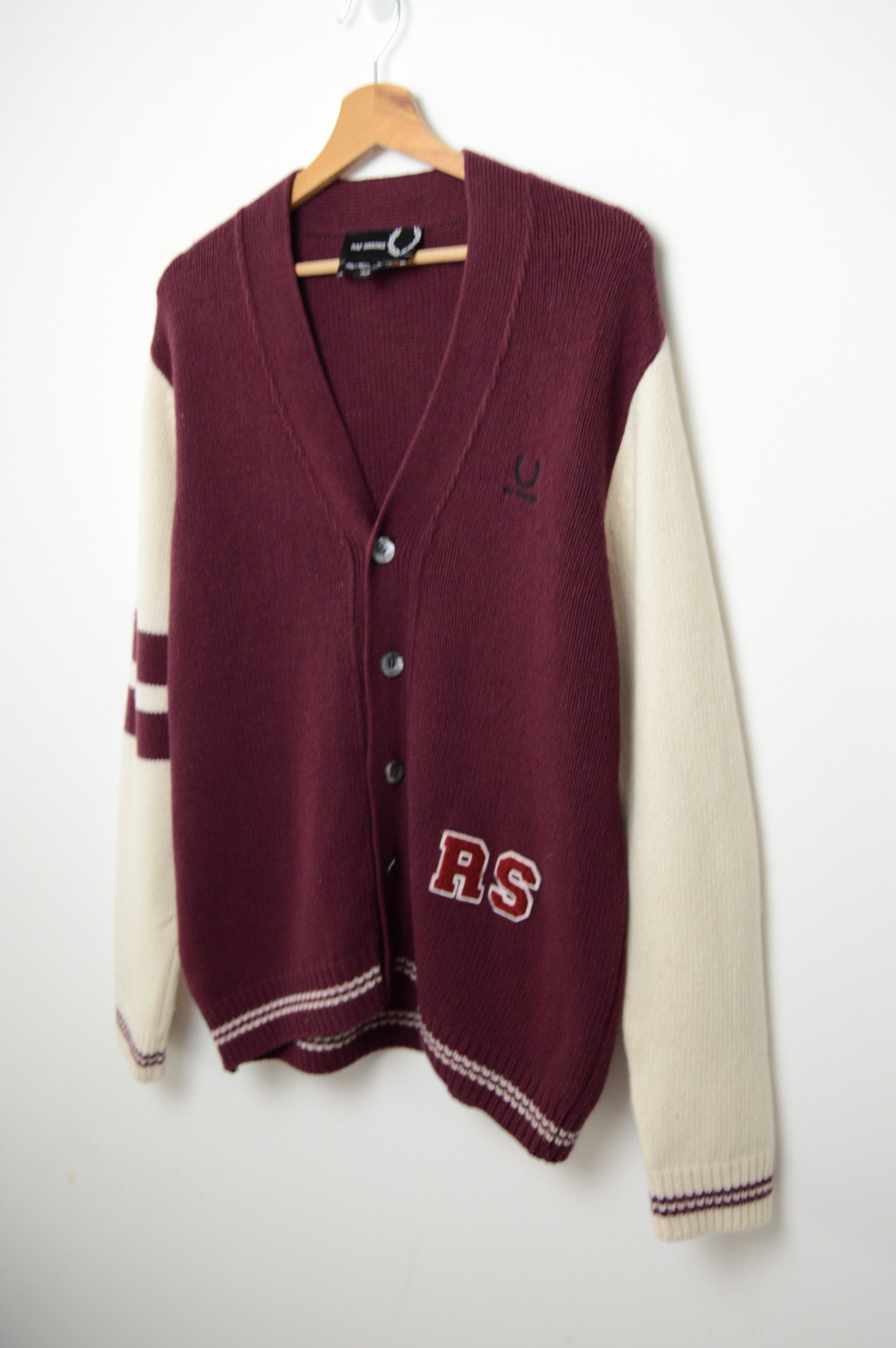 Fred Perry × Raf Simons raf simons varsity wool/cashmere cardigan Size US L / EU 52-54 / 3 - 2 Thumbnail