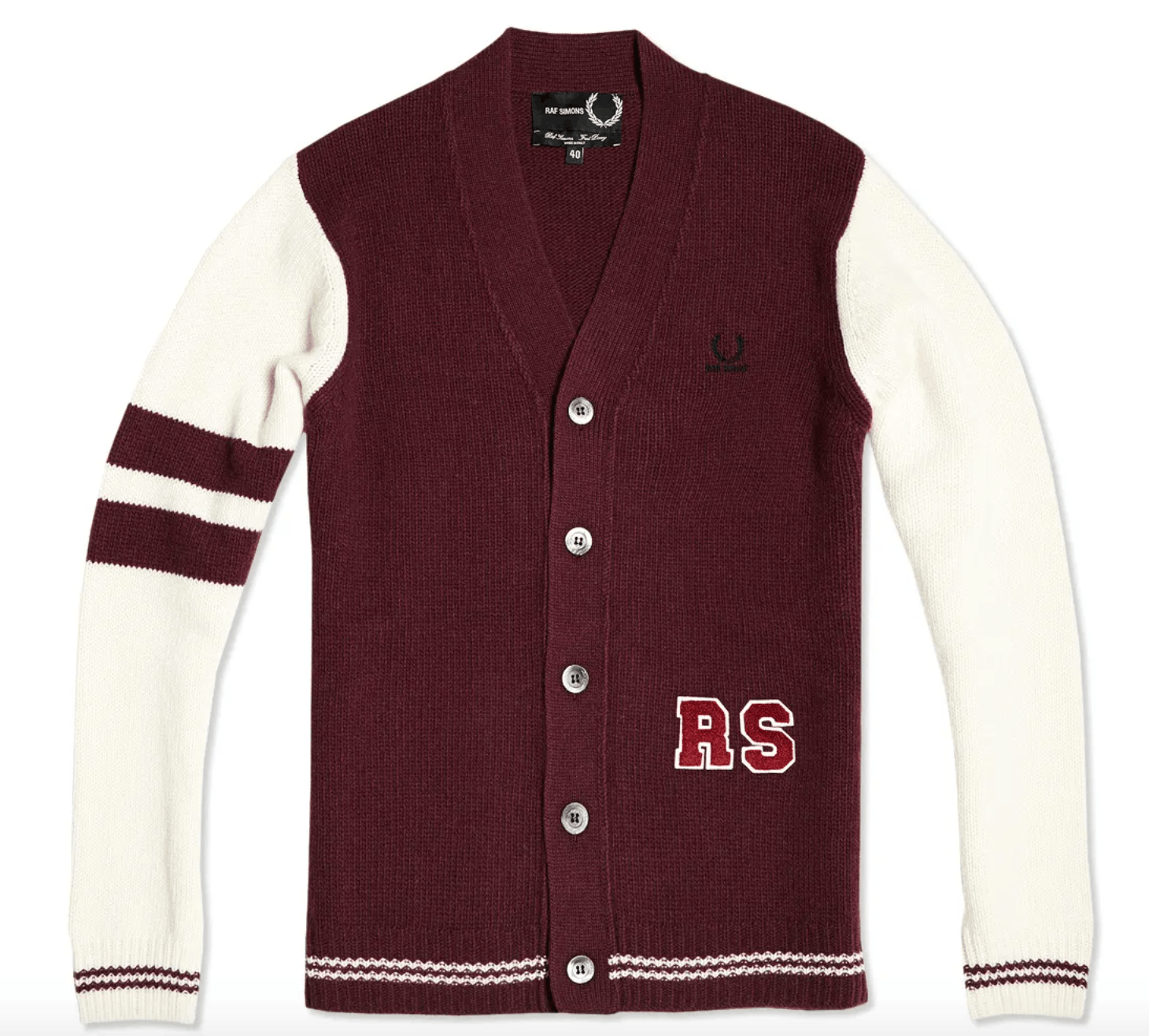 Fred Perry × Raf Simons raf simons varsity wool/cashmere cardigan Size US L / EU 52-54 / 3 - 16 Thumbnail