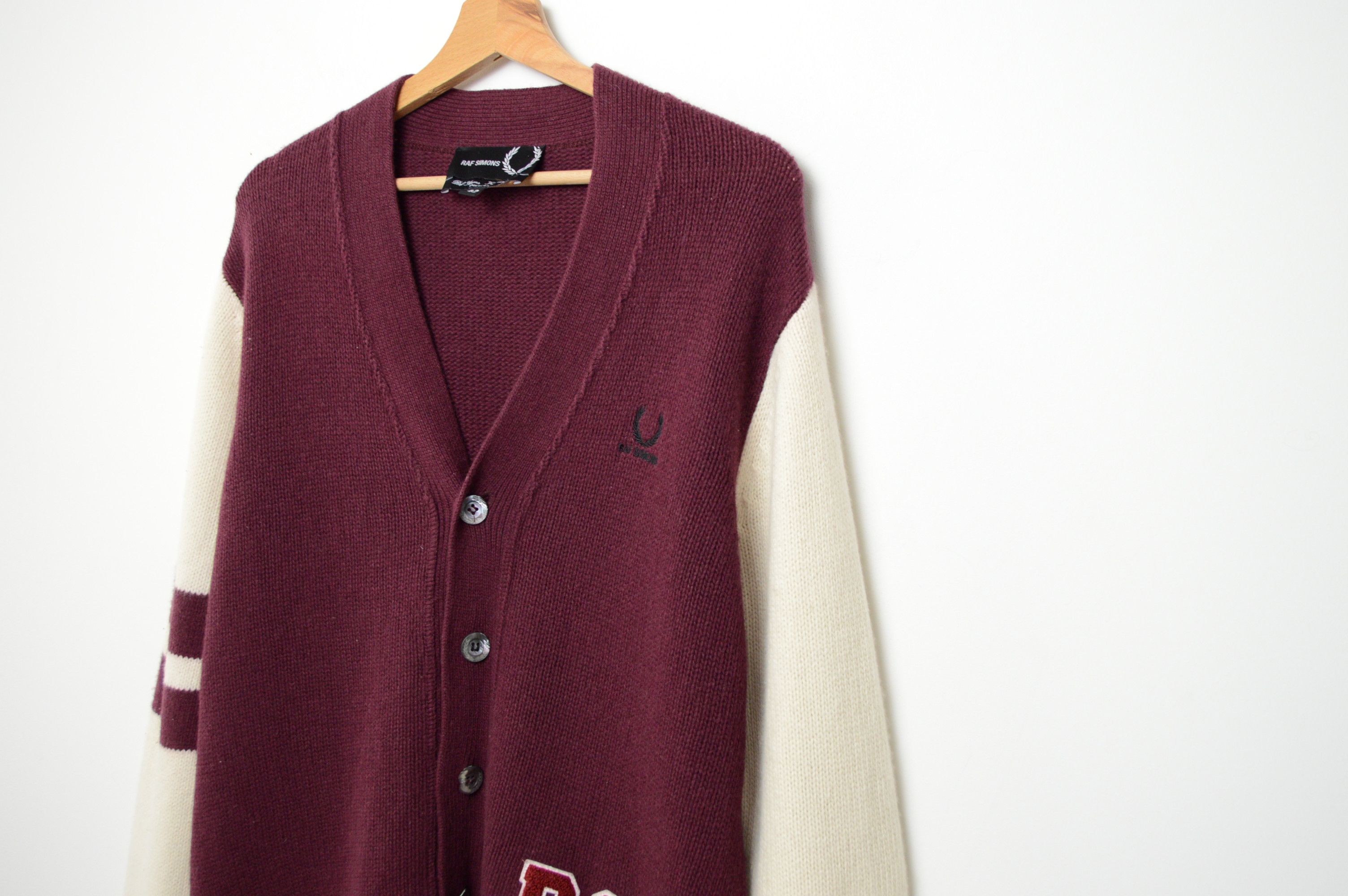 Fred Perry × Raf Simons raf simons varsity wool/cashmere cardigan Size US L / EU 52-54 / 3 - 6 Thumbnail