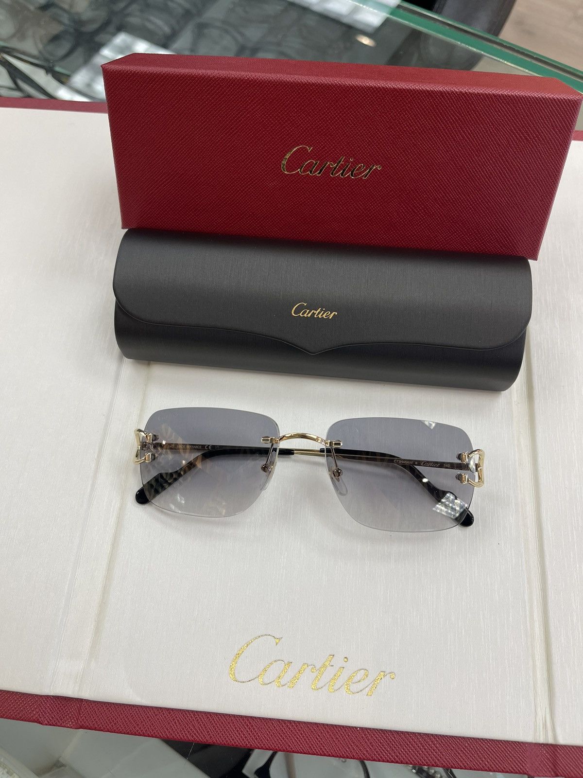 Cartier Cartier Big C Decor Gold Sunglasses Size ONE SIZE - 1 Thumbnail