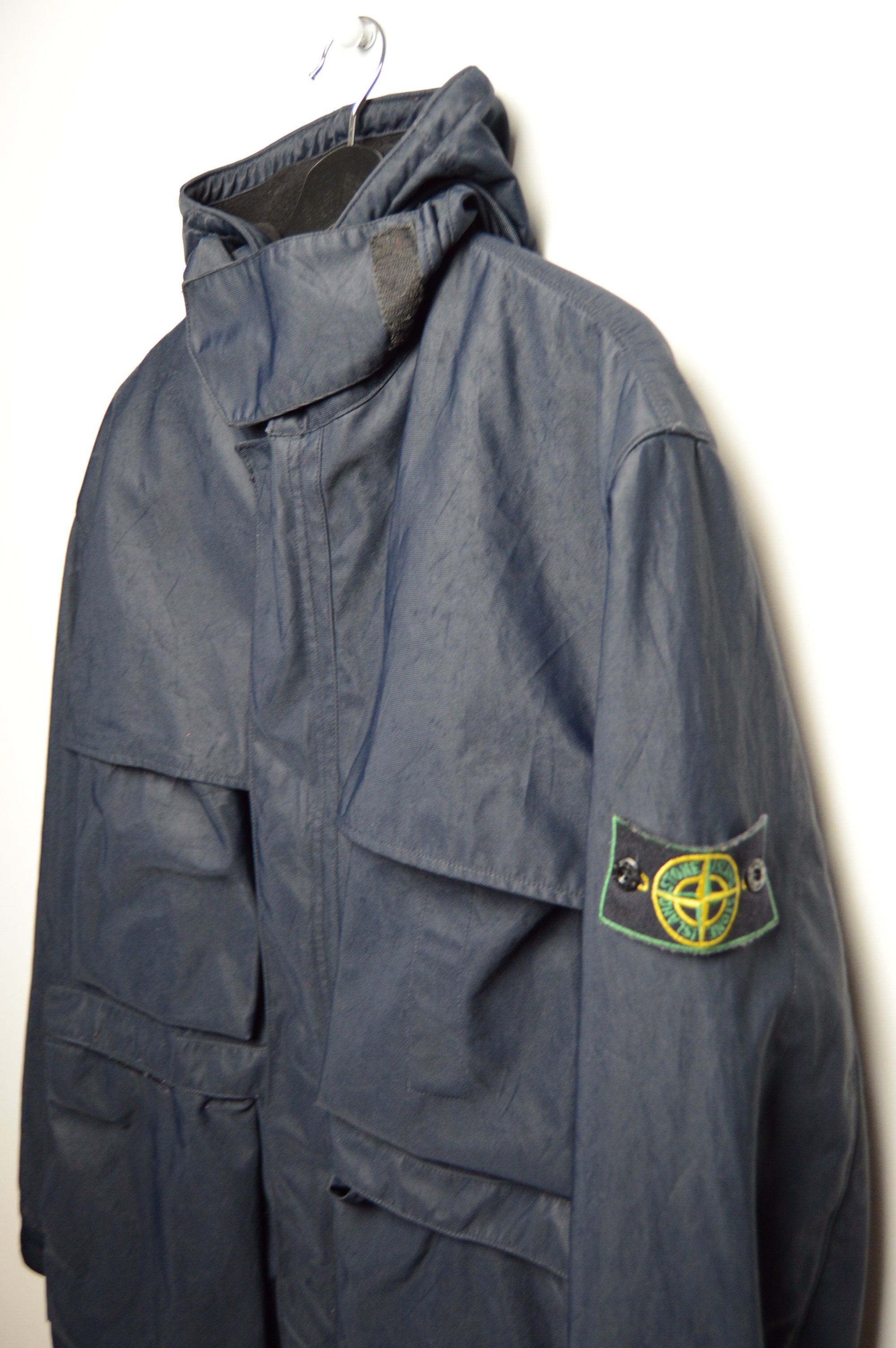 Pre-owned Stone Island X Vintage Stone Island Parka Shimmer Nylon With Liner Archive 3in1 In Blue