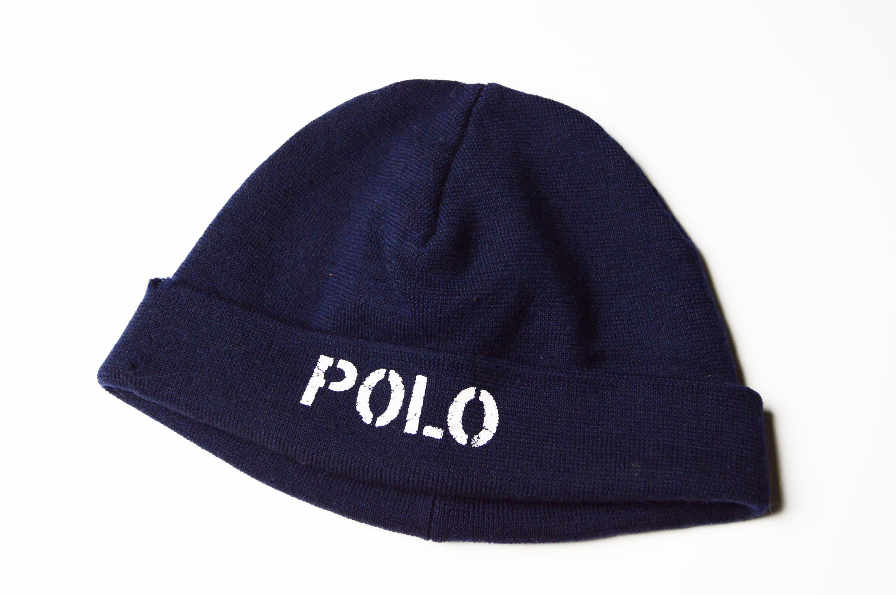 image of Archival Clothing x Polo Ralph Lauren Polo Beanie Ralph Laurent Vintage Wool Hat in Blue, Men's