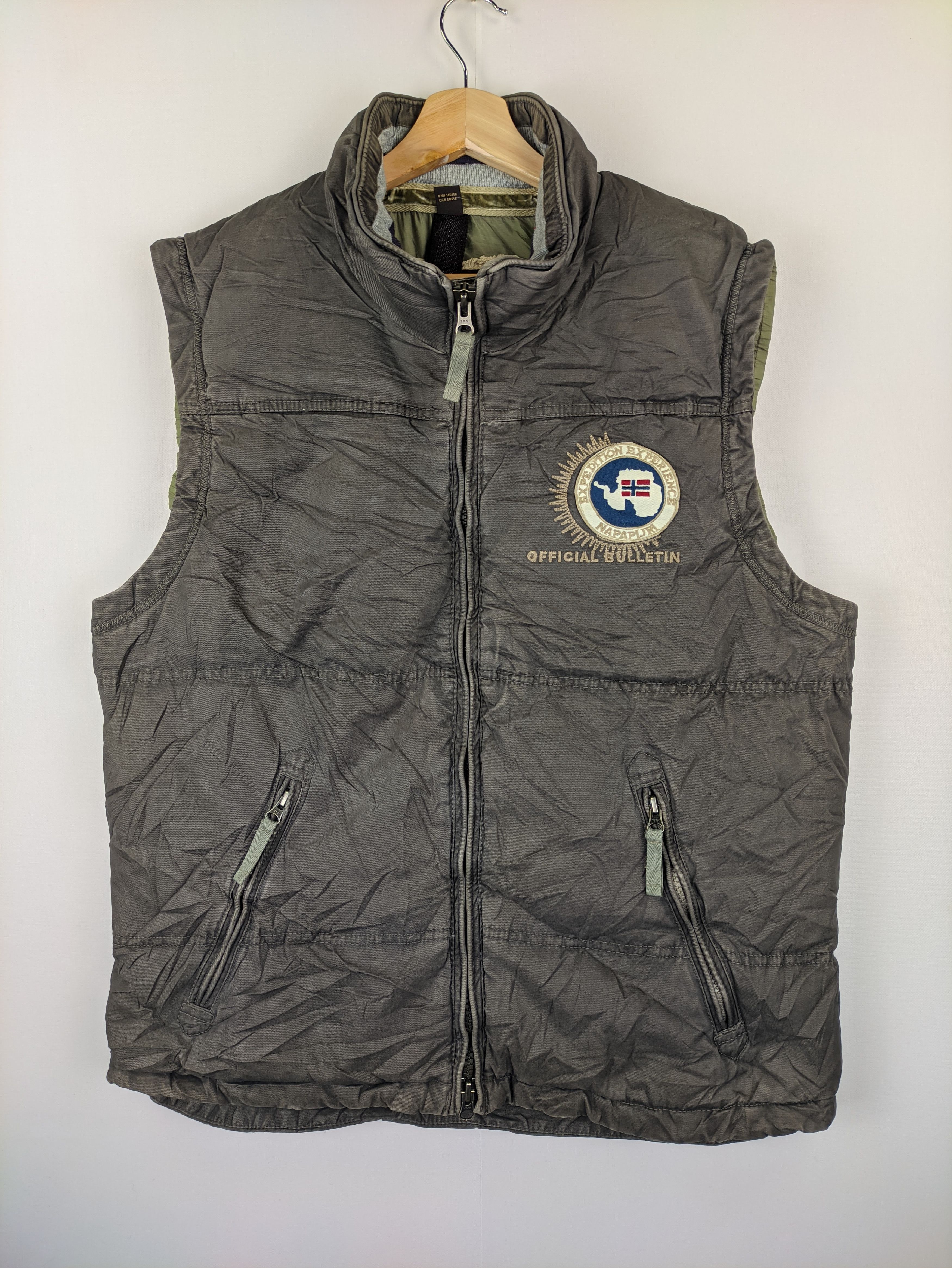 image of Stealsvintage Vest Zipper By Napapijri in Green Brown, Men's (Size Large)