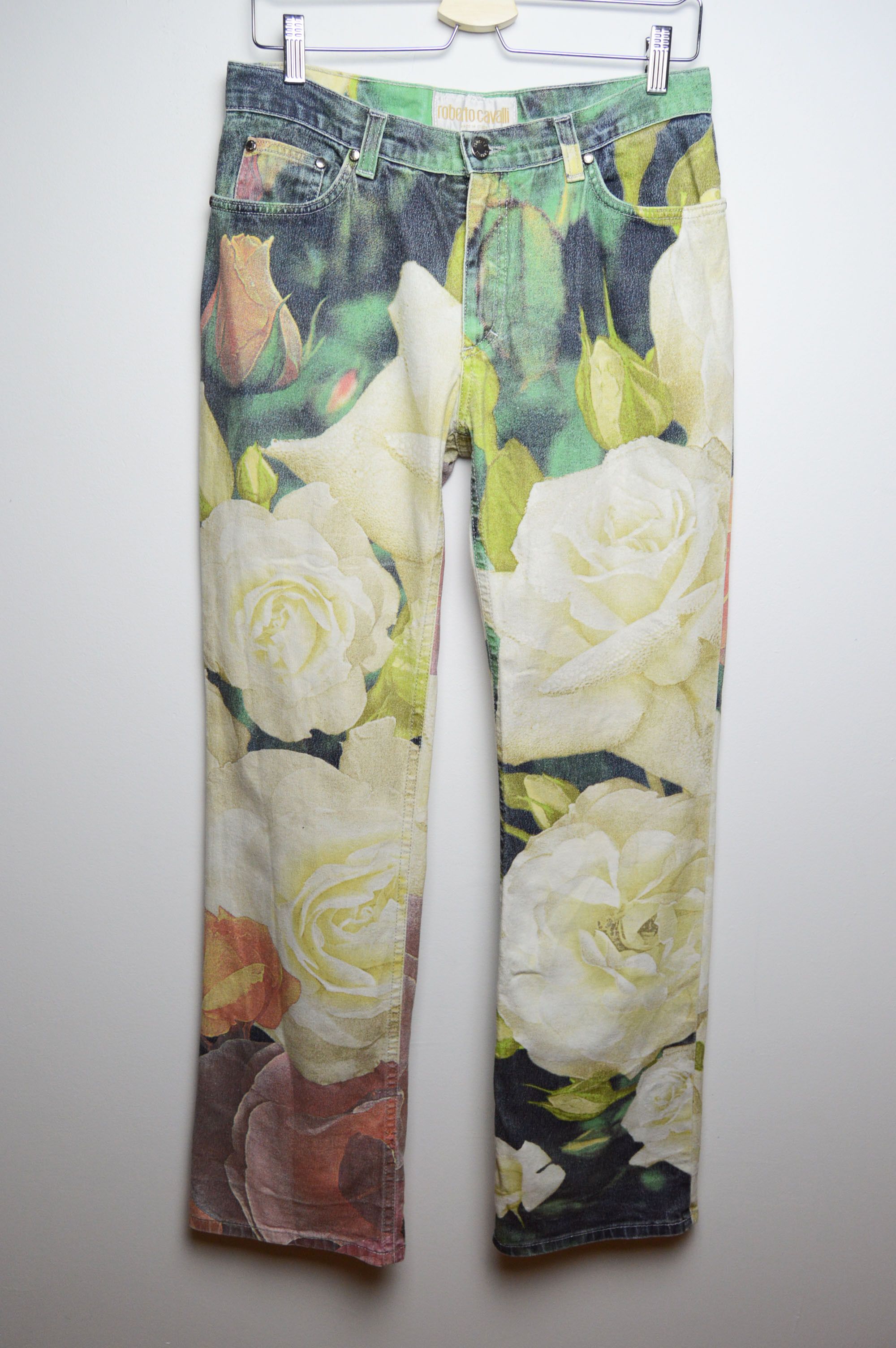 image of Roberto Cavalli x Vintage Cavalli Full Print Roses Pants Archival Y2K, Men's (Size 32)