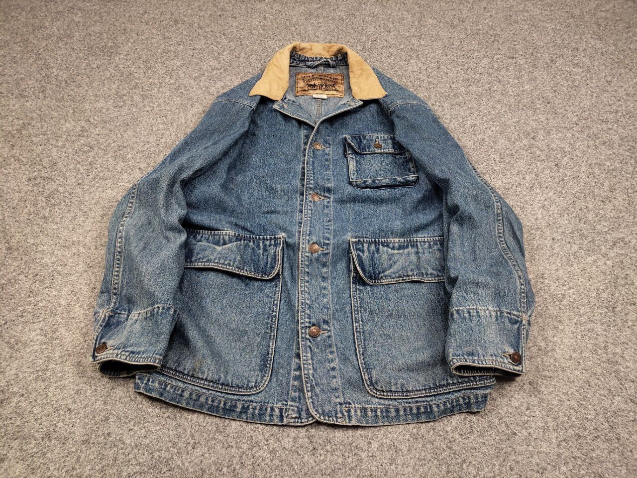 Levi's Rare Vintage 90's Levi's Coverall Denim Jacket Gold Patch Size US XL / EU 56 / 4 - 2 Thumbnail