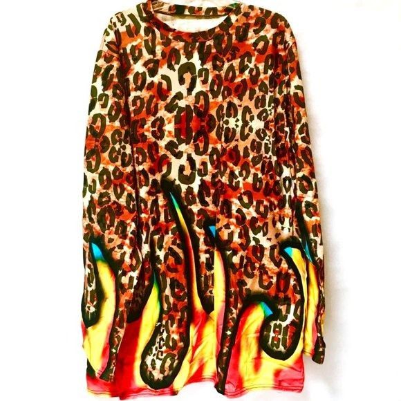 Other Leopard Skin Print Cheetah Flock Flames 100% COTTON long Size US XXL / EU 58 / 5 - 1 Thumbnail