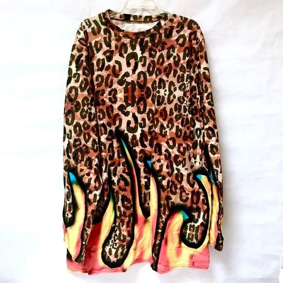 Other Leopard Skin Print Cheetah Flock Flames 100% COTTON long Size US XXL / EU 58 / 5 - 3 Thumbnail