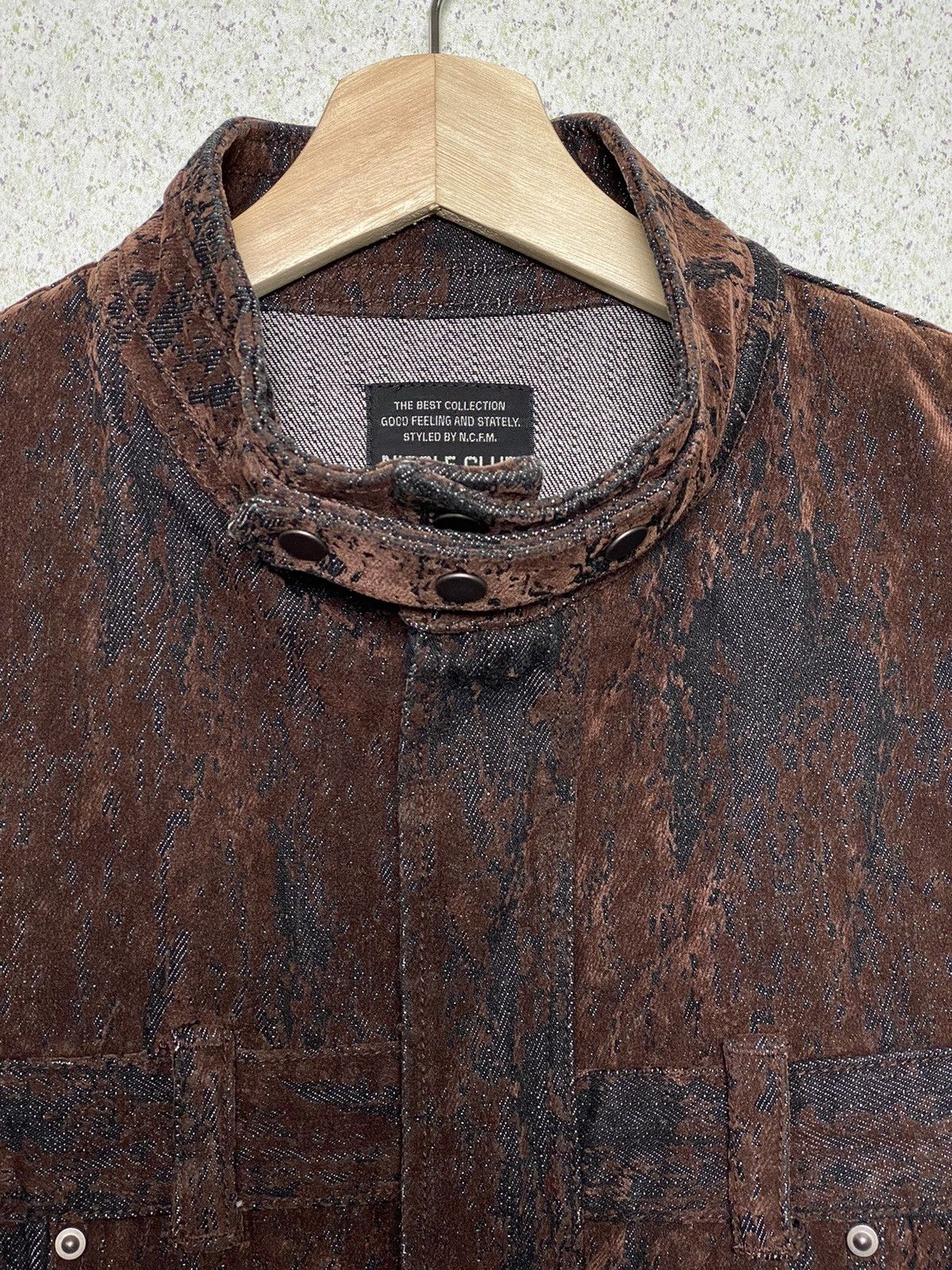 Japanese Brand Nicole Club For Men Wood Design Denim Jacket Size US M / EU 48-50 / 2 - 6 Thumbnail
