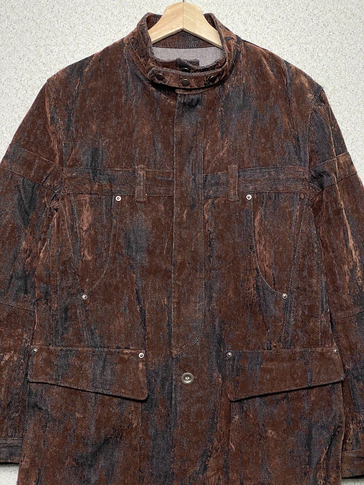 Japanese Brand Nicole Club For Men Wood Design Denim Jacket Size US M / EU 48-50 / 2 - 3 Thumbnail