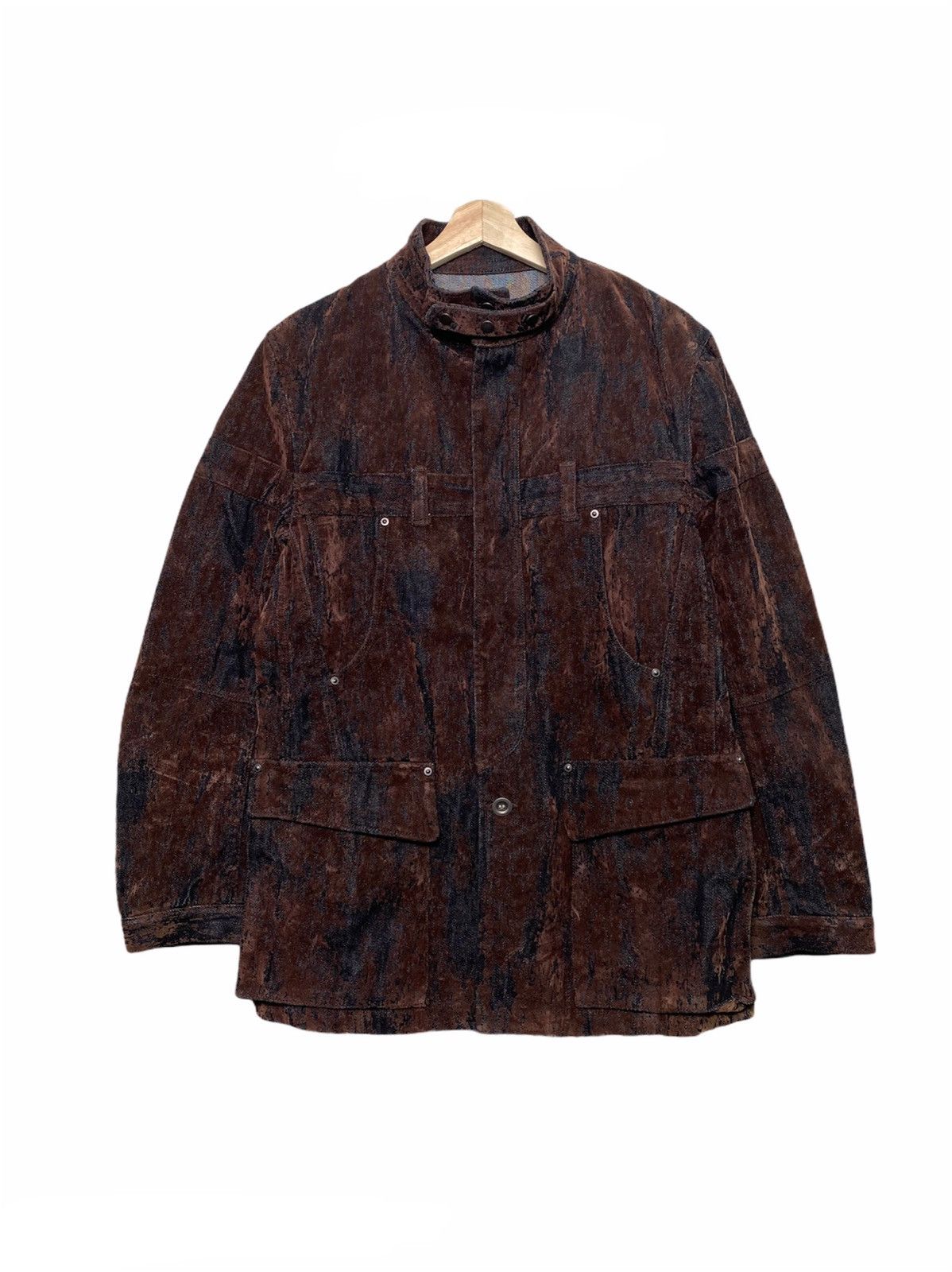 Japanese Brand Nicole Club For Men Wood Design Denim Jacket Size US M / EU 48-50 / 2 - 1 Thumbnail