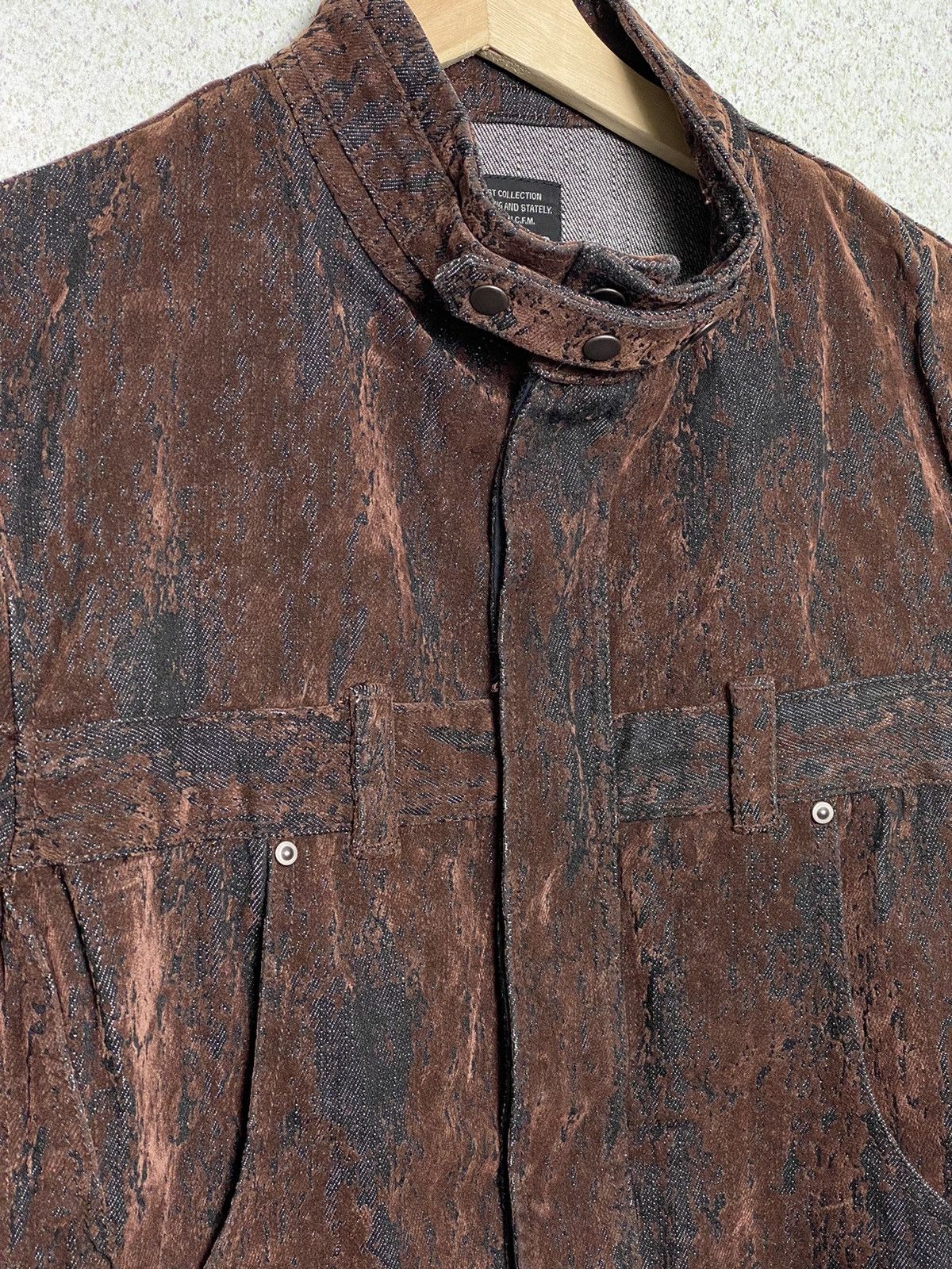 Japanese Brand Nicole Club For Men Wood Design Denim Jacket Size US M / EU 48-50 / 2 - 5 Thumbnail