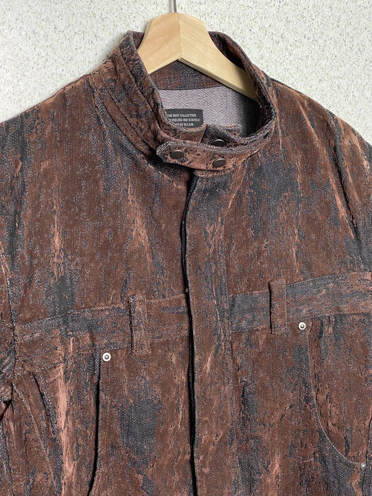 Japanese Brand Nicole Club For Men Wood Design Denim Jacket Size US M / EU 48-50 / 2 - 4 Thumbnail