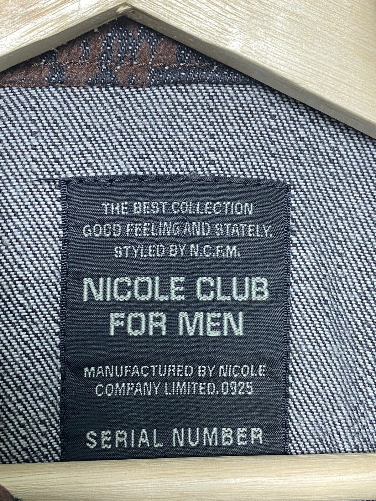 Japanese Brand Nicole Club For Men Wood Design Denim Jacket Size US M / EU 48-50 / 2 - 7 Thumbnail